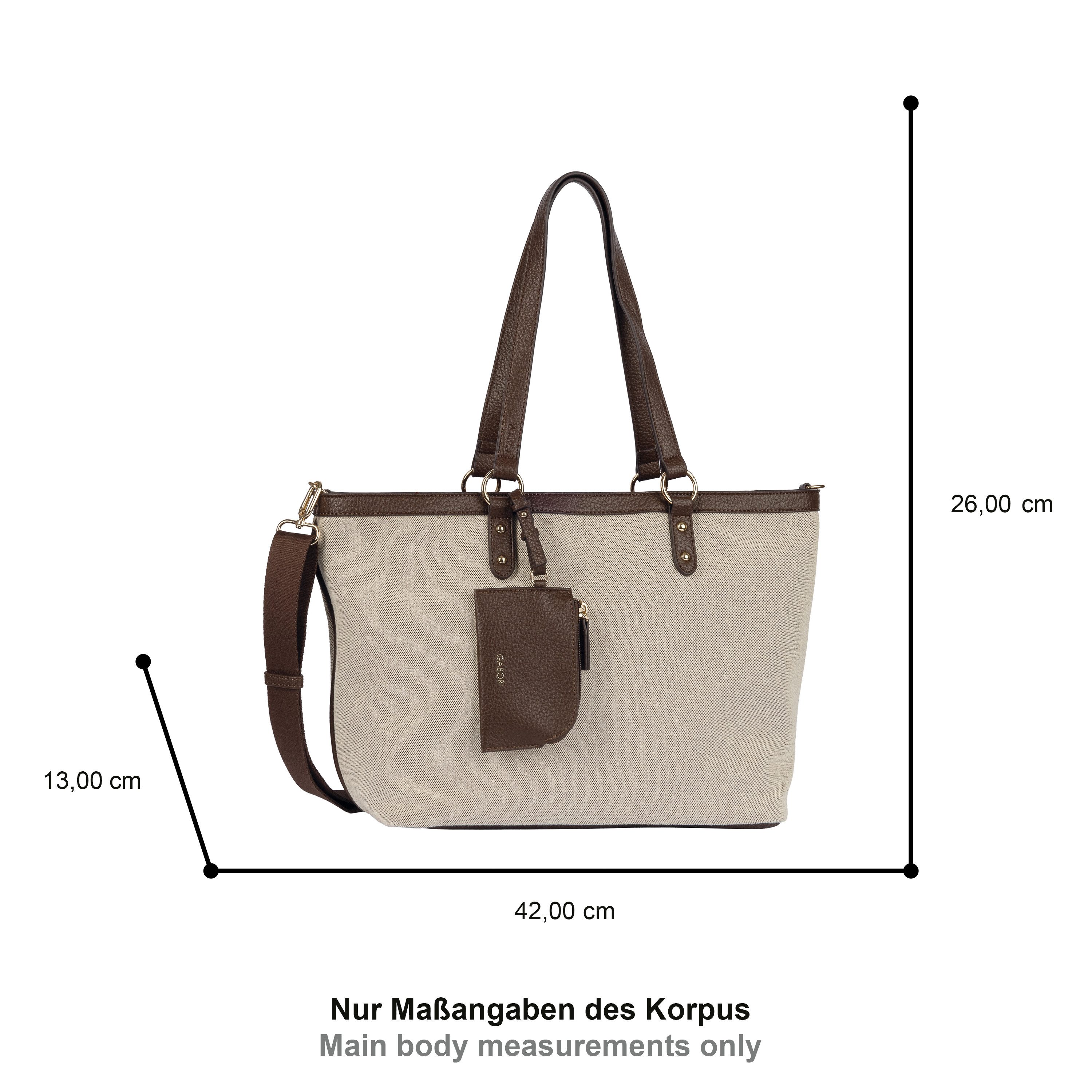 Gabor Shopper Sibylla (Set, 2-tlg., Die abnehmbare Anhängetasche ist ein funktionales Add-on), Damen Umhängetasche mit glänzende Metalldetails & Gurtband