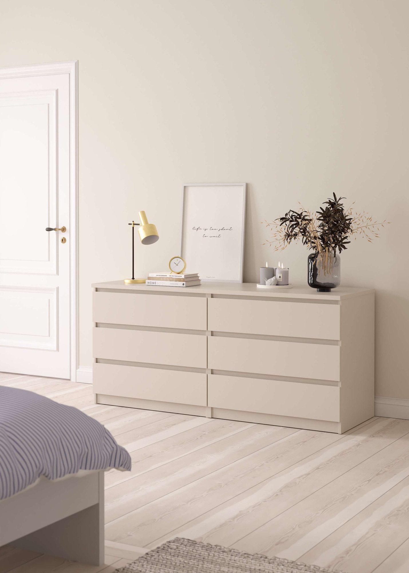 Home affaire Kommode Naia, 6 Schubladen im skandinavischen Design, Breite 158 cm, Viel Stauraum mit griffloser Front, in mehreren Farben