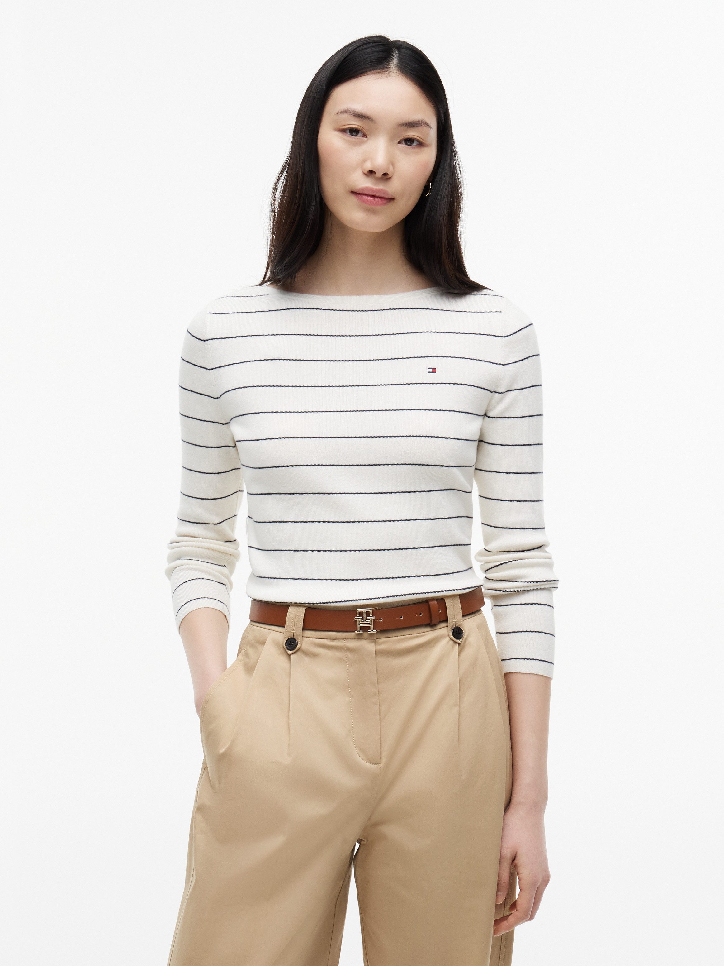 Tommy Hilfiger Strickpullover FULL NEEDLE BOAT-NK LS SWT Baumwollmischung