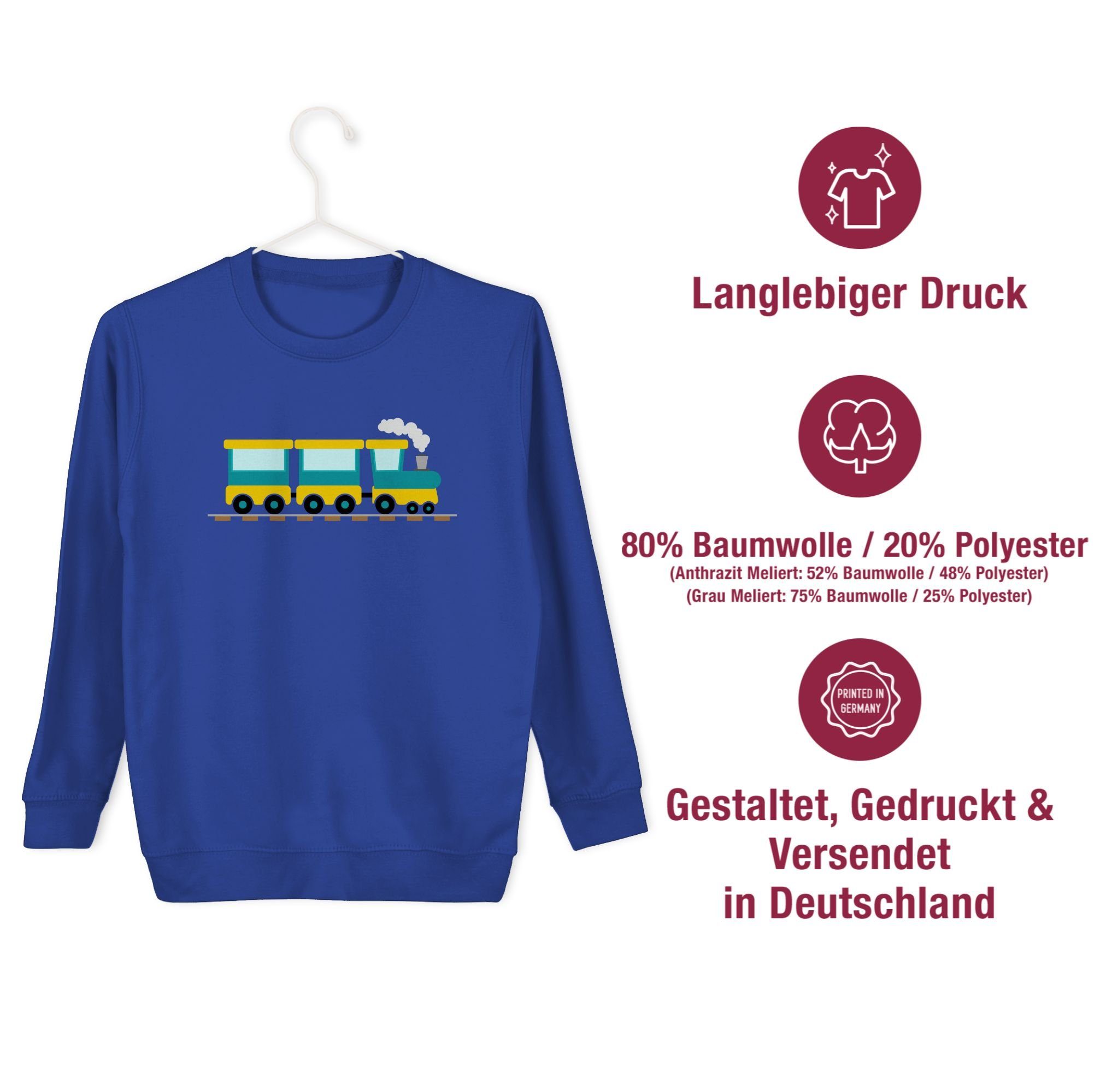 Shirtracer Sweatshirt Fahrzeuge Royalblau Eisenbahn Kinder 1