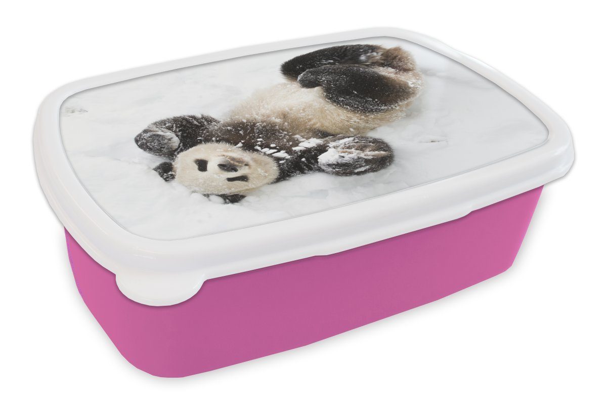 Kunststoff Mädchen, Snackbox, Kunststoff, Erwachsene, Schnee - rosa Panda Lunchbox Brotdose Brotbox - Kinder, für (2-tlg), MuchoWow Baby,