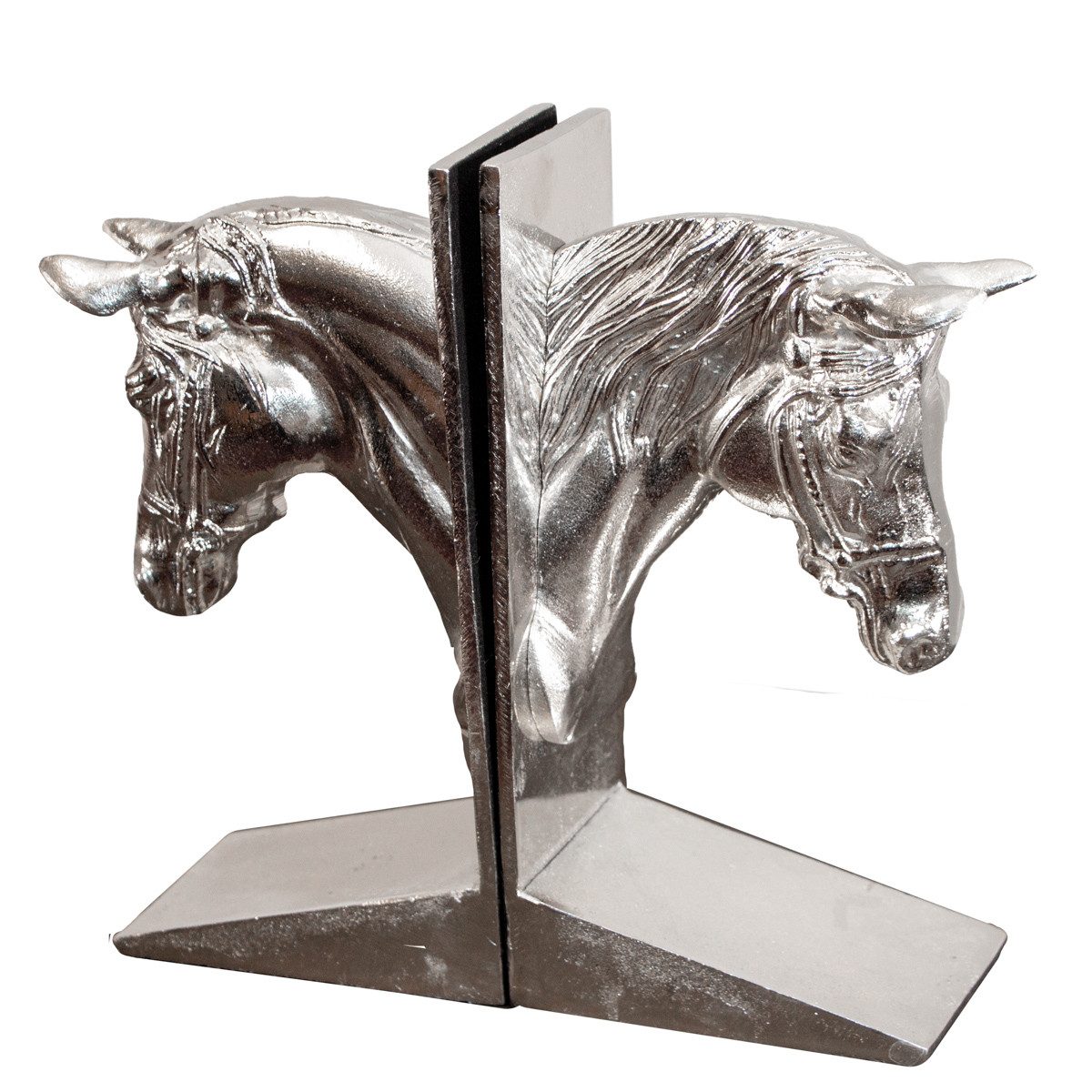 Antikas Wanddekoobjekt Buchstützen, 2er Set, Aluminium, Pferde, Pferdeköpfe günstig online kaufen