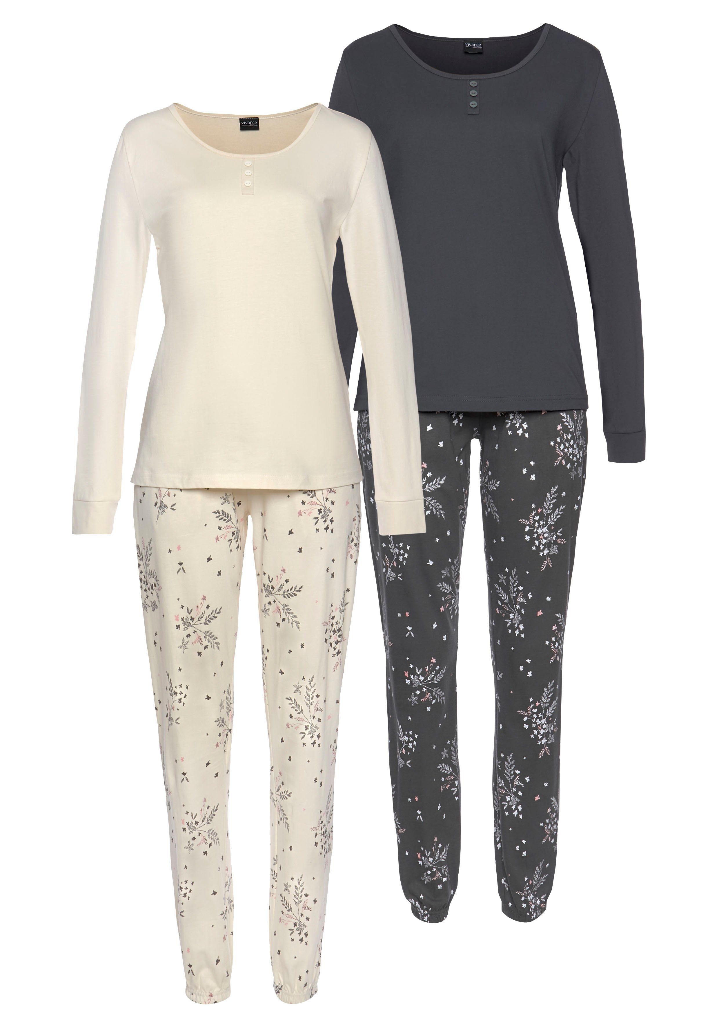 Vivance Dreams Pyjama (4 tlg., 2 Stück) mit feinem Blumenprint günstig online kaufen