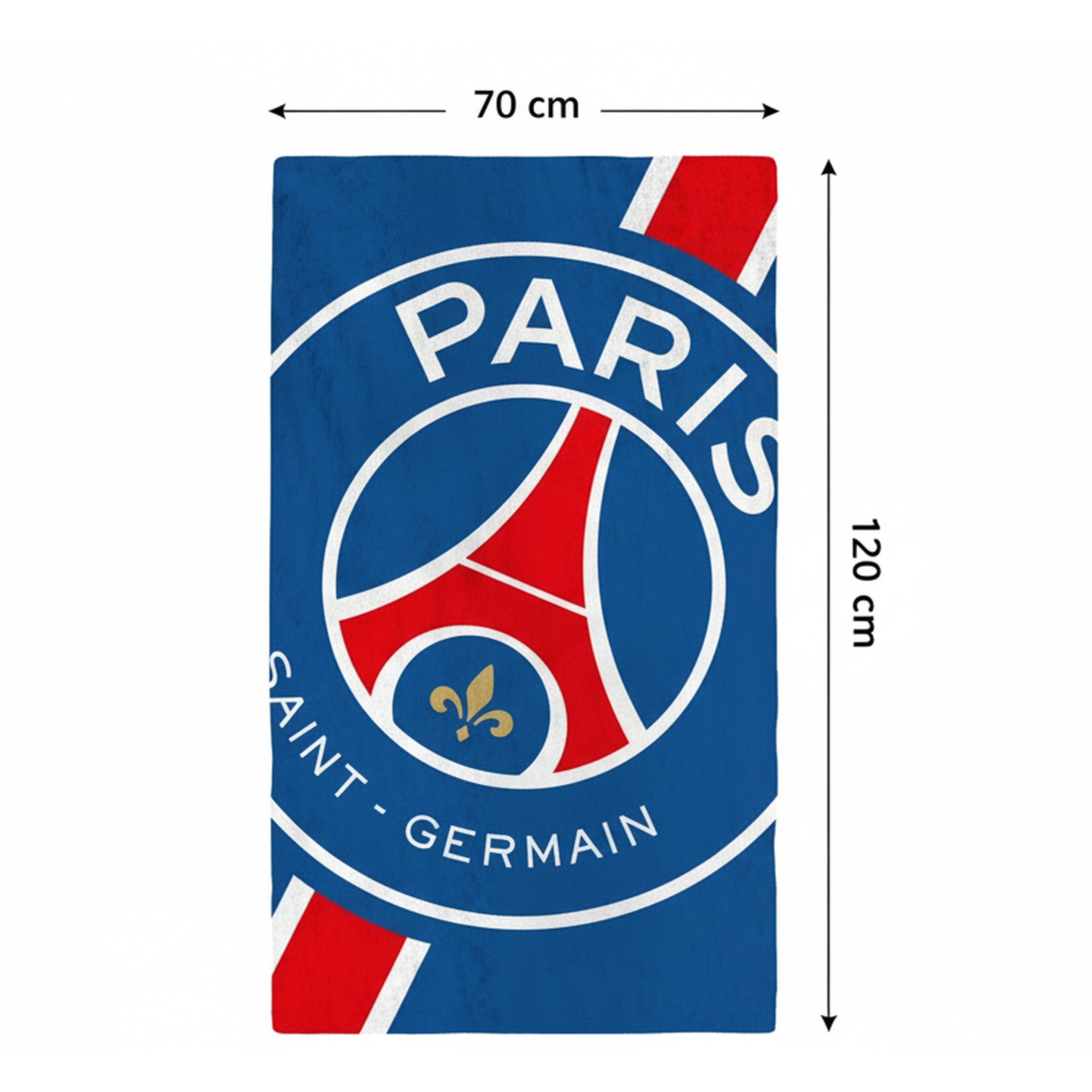 MTOnlinehandel Badetuch Paris Saint-Germain 70x120 cm, Fußball, 100% Baumwolle (1-St), PSG Logo für echte Fans mit Leidenschaft