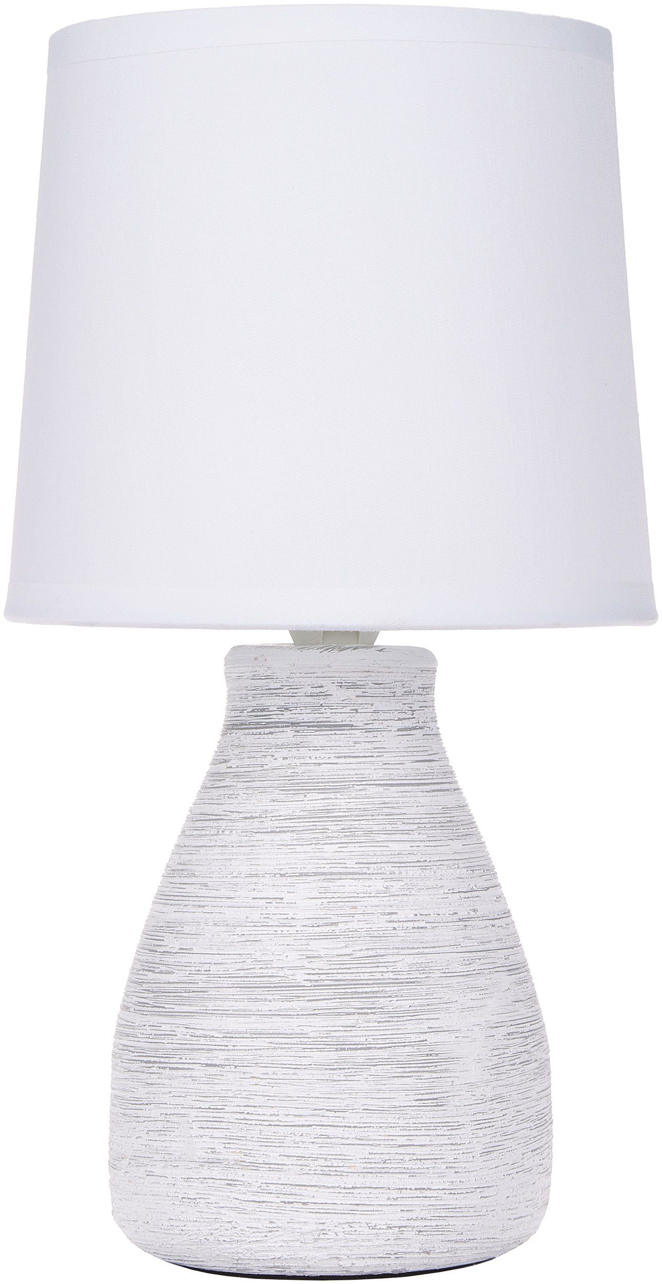 Designer BRUBAKER Chic, Keramik, Tischleuchte Weiß Nachttischlampe mit Tischlampe, Deko Schirm Stein 2er Landhaus Leuchtmittel, Set Optik, Shabby Ohne 1x oder