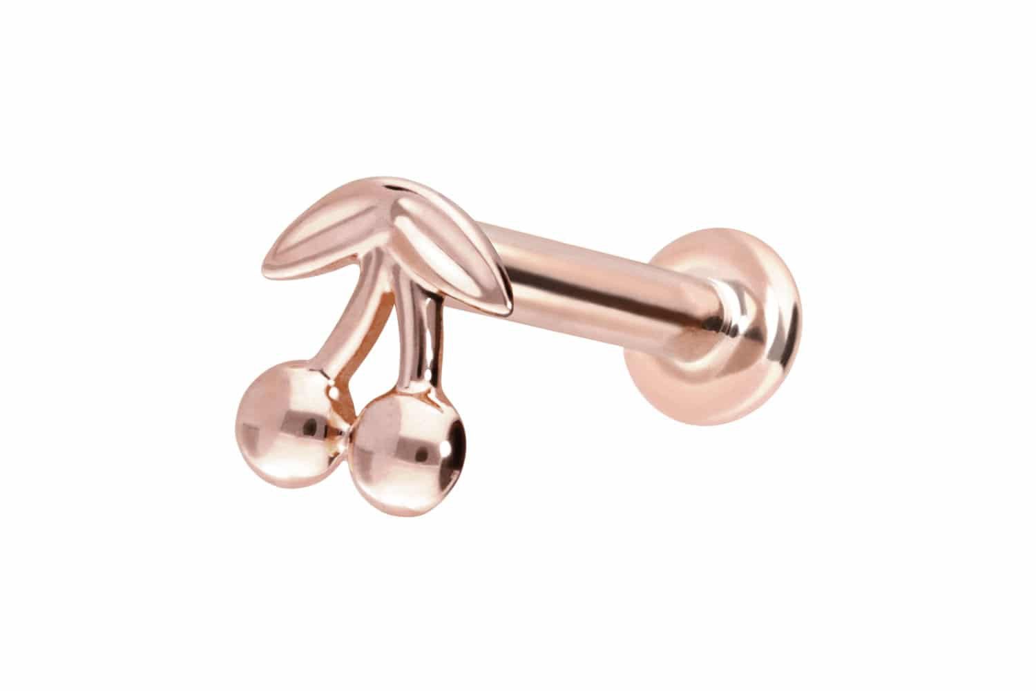 PIERCINGLINE Piercing-Set 14 Karat Gold Labret mit Innengewinde KIRSCHEN (Labrets, 1-tlg)