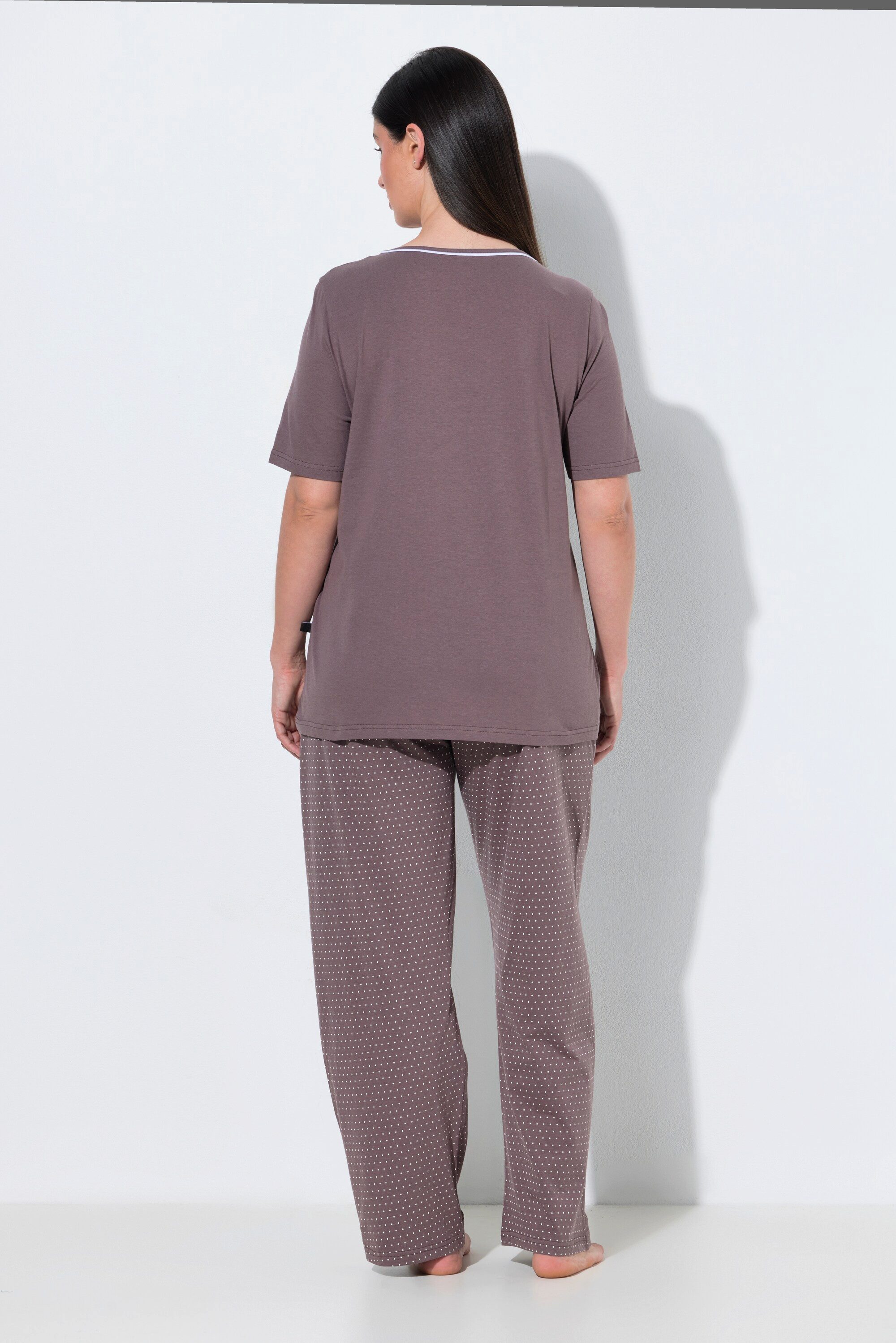 Ulla Popken Pyjama Pyjama Punkte Rundhalsausschnitt Halbarm