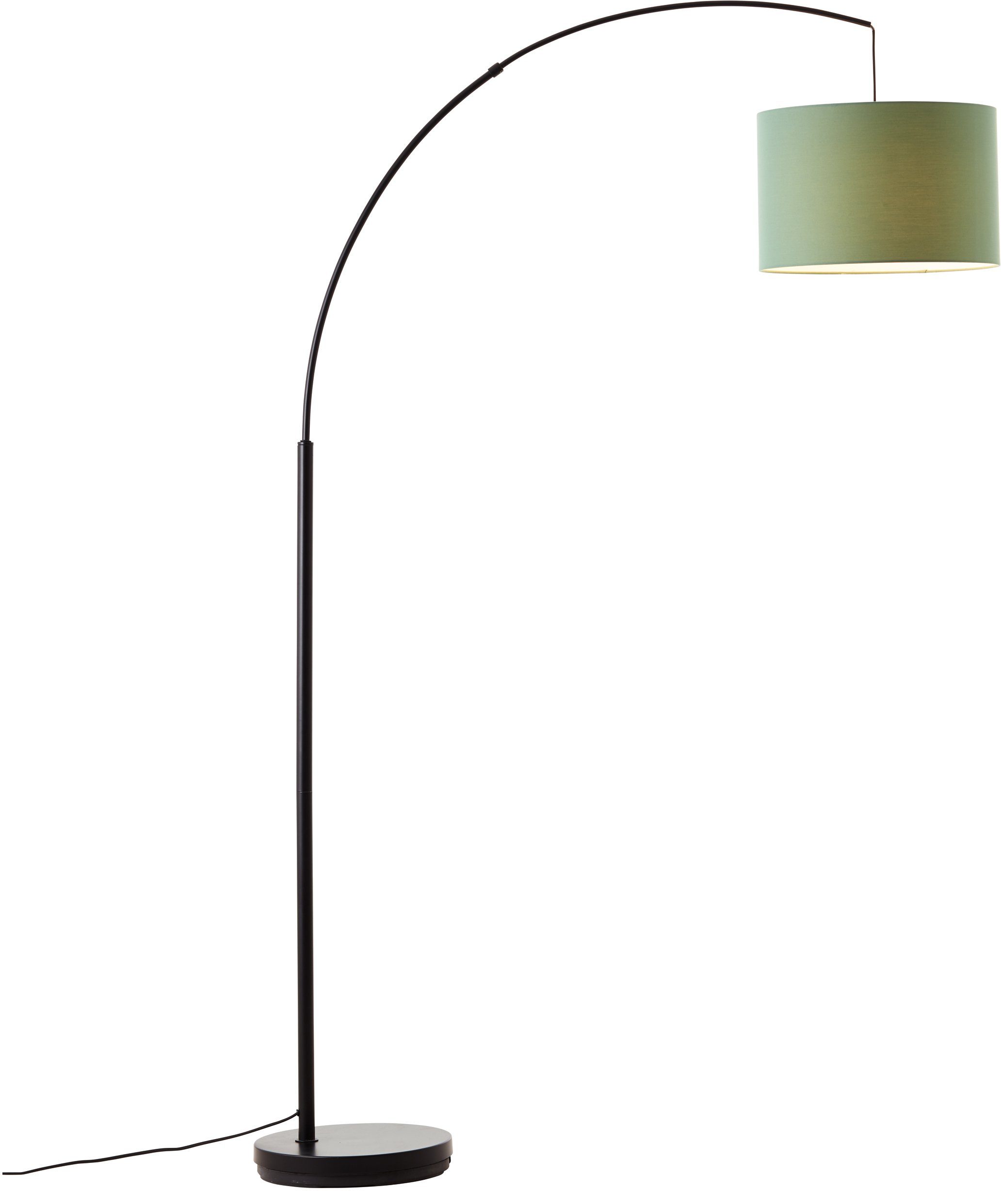 Elijah, Style Leuchtmittel, 36cm Bogenlampe Textilschirm ohne Stehlampe jade Places Stoff Ø of