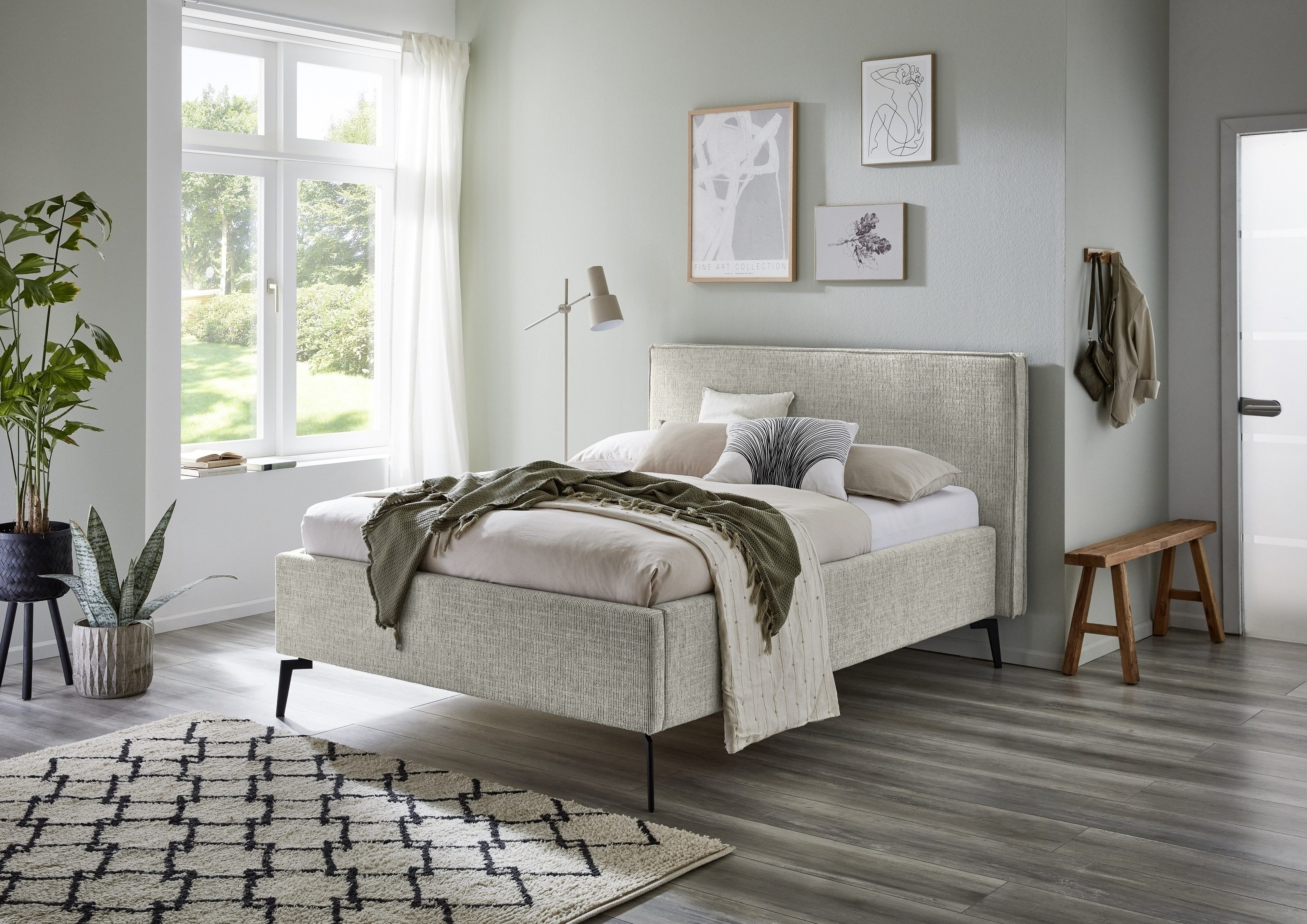 freiraum Polsterbett Riva, Liegefläche 140x200 cm, Greige, Stellmaß: 165x112x216cm (BxHxT)