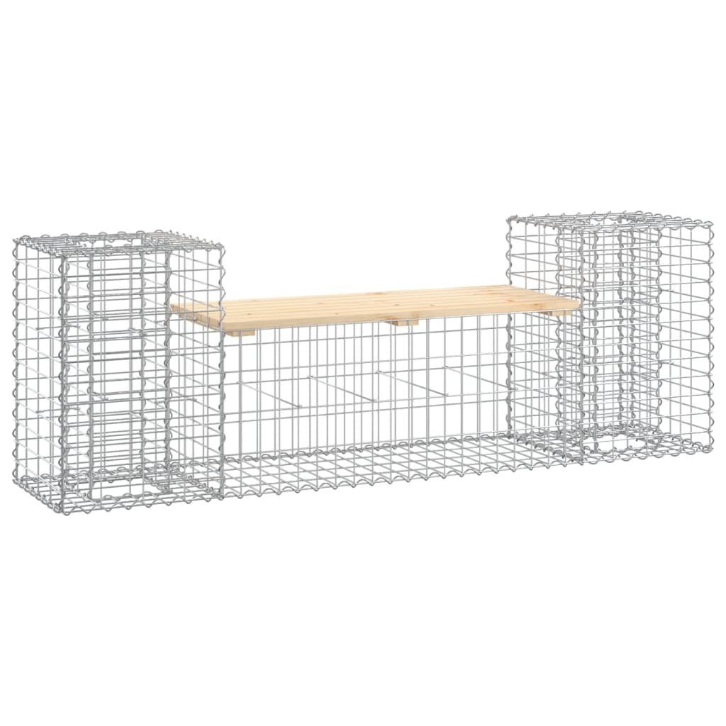 vidaXL Gartenbank Gartenbank aus Gabionen 183x41x60,5 cm Massivholz Kiefer (1-St)