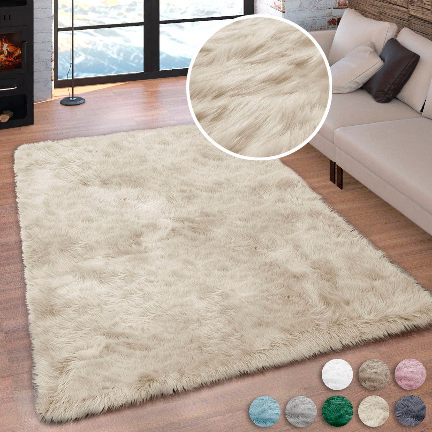 my home Hochflor-Teppich Valeria, Fellteppich, kuschelig, flauschig, rechte günstig online kaufen