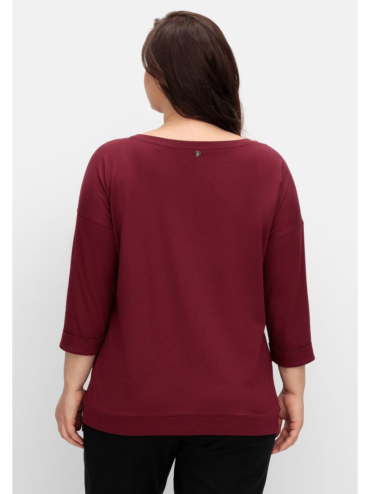 Sheego Langarmshirt Große Größen mit Bindeband am Saum