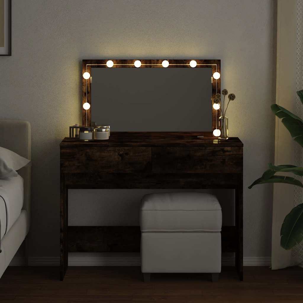 vidaXL Schminktisch Schminktisch mit LED-Beleuchtung Räuchereiche günstig online kaufen