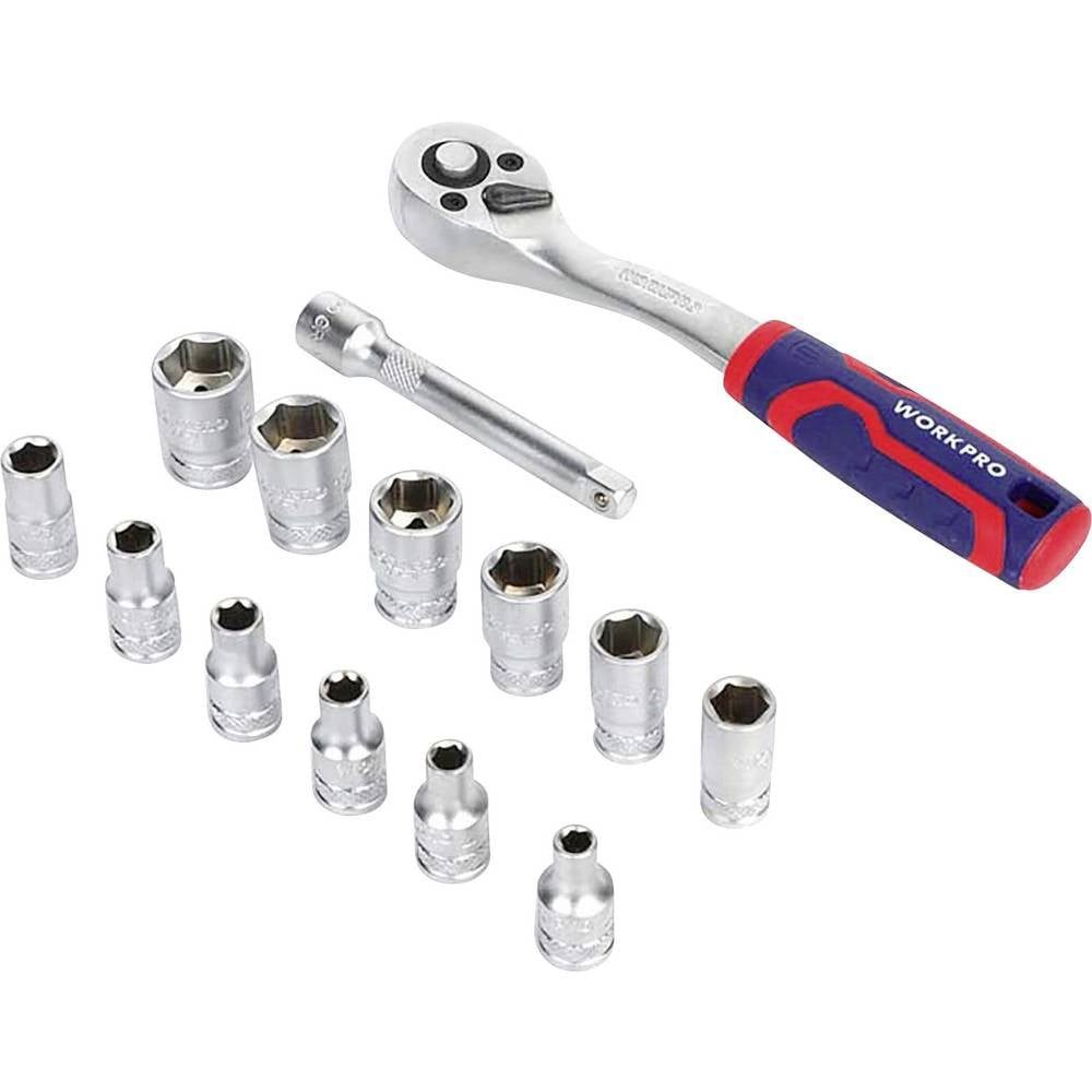 WorkPro Steckschlüssel 14tlg Steckschlüsselsatz 6.3m (1/4″ WP202584
