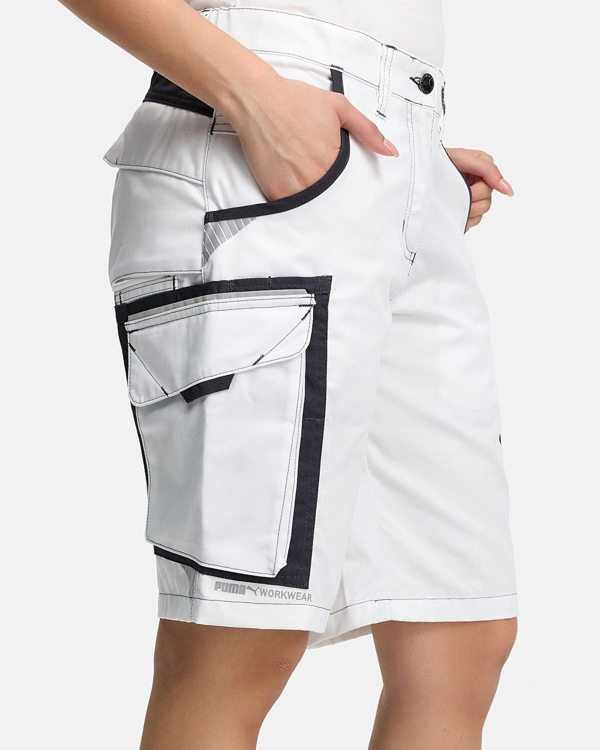 PUMA Workwear Arbeitsshorts PRECISION X - kurze Arbeitshose Damen - Bequeme Passform Robustes und flexibles Material mit Reflektoren - Praktische Taschen