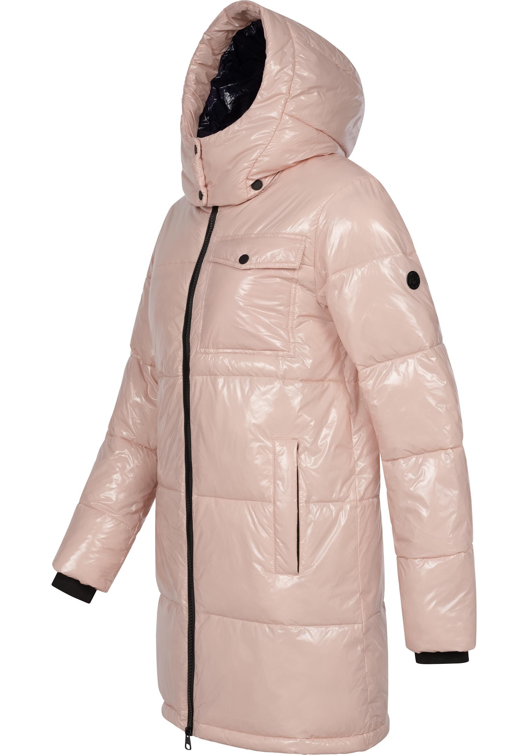 Ragwear Wintermantel Roobie Long super stylischer, gänzender Damen Steppmantel