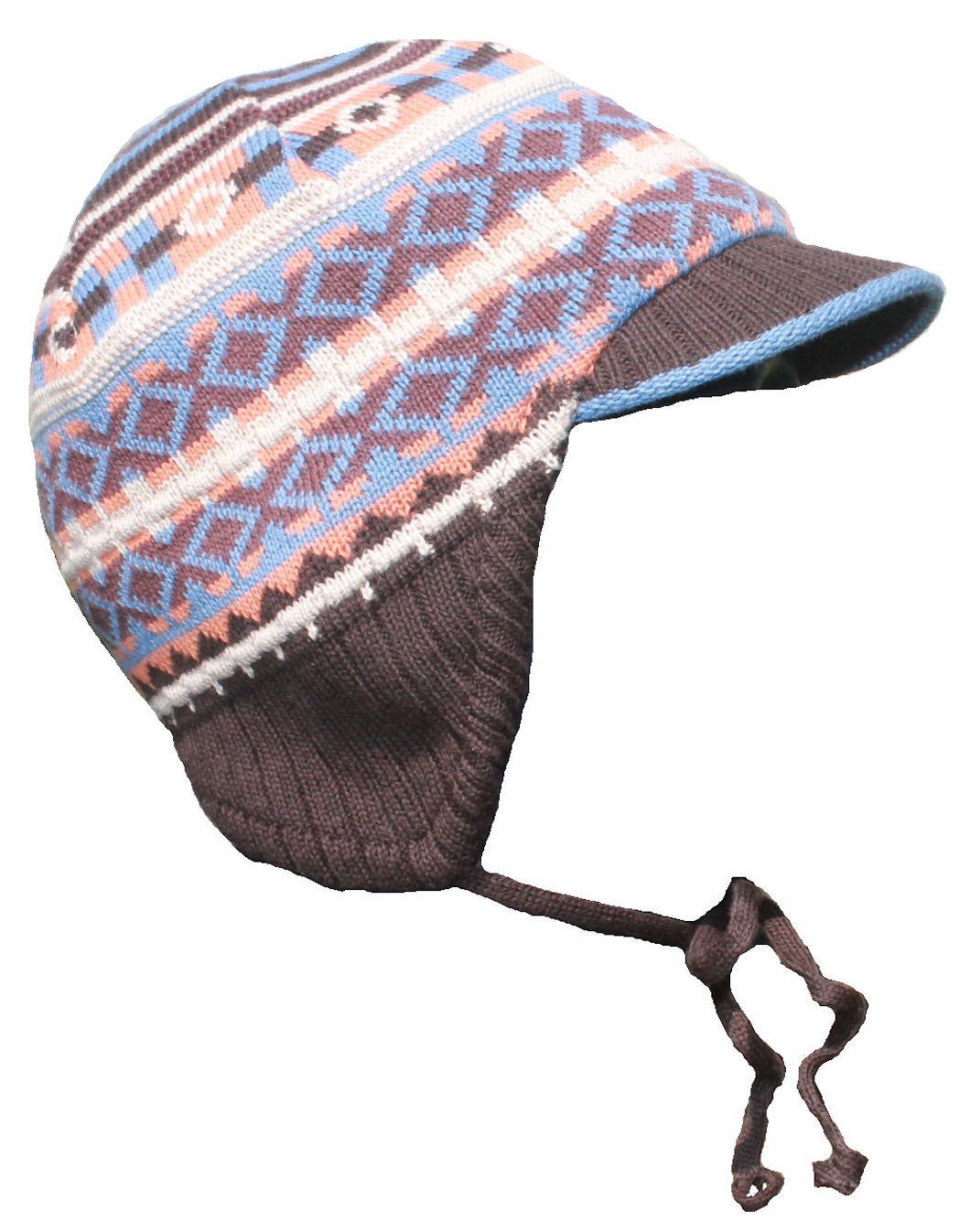 Bindemütze Schirm (Mütze) Ohrenmütze MAXIMO Maximo braun gefüttert Wintermütze Mütze
