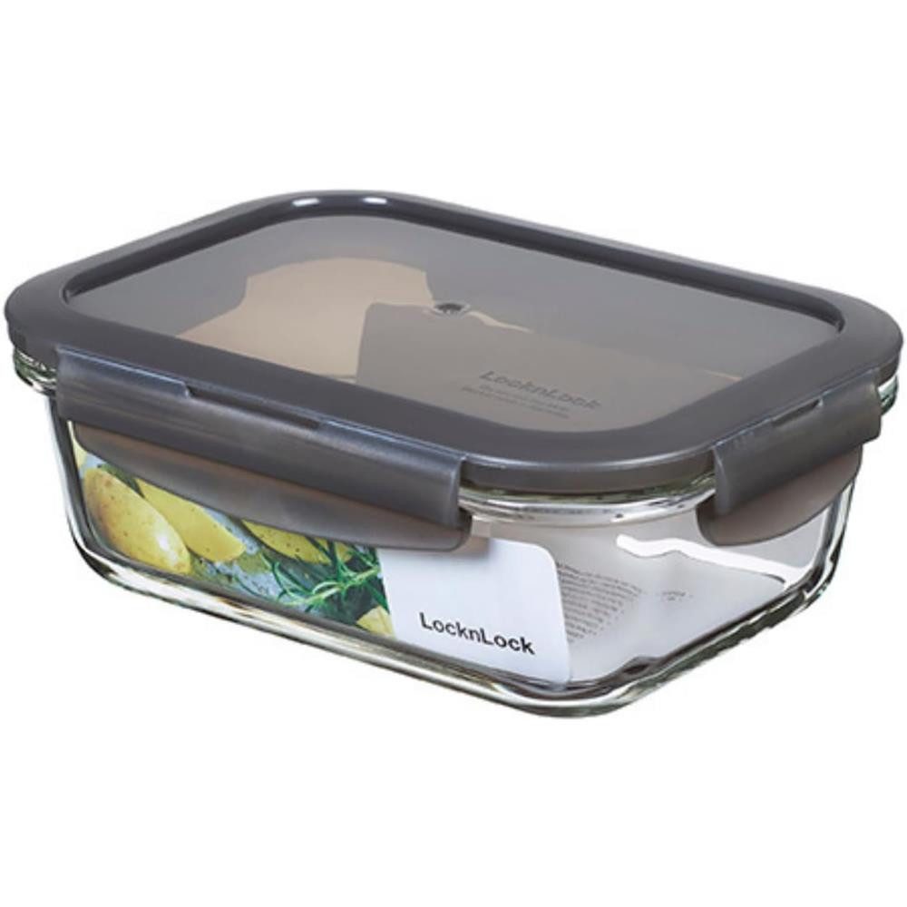 LocknLock Frischhaltedose OVEN GLASS Glasbehälter 630 ml, Borosilikatglas, Silikon, Ofenfest bis 400 °C, luftdicht, rechteckig, geruchsabweisend
