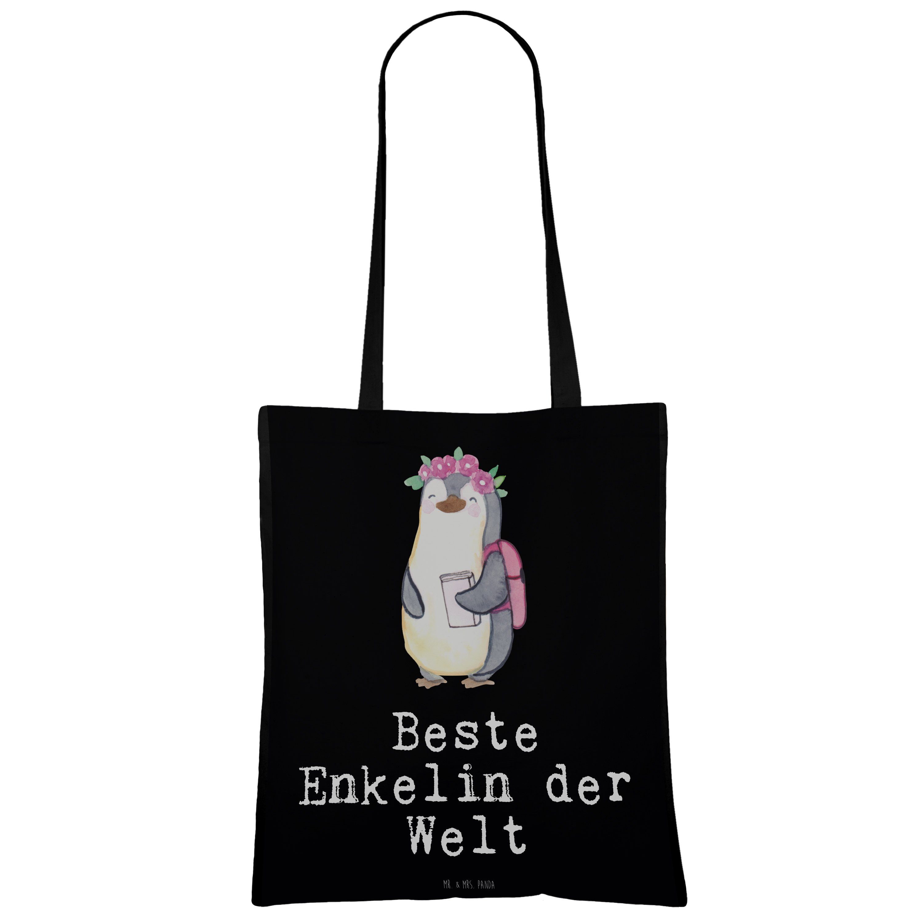 Geschenk, - Tragetasche Pinguin Welt Schwarz Mr. - Mrs. Danke, Enkelin Beste Panda (1-tlg) Großtocht der &