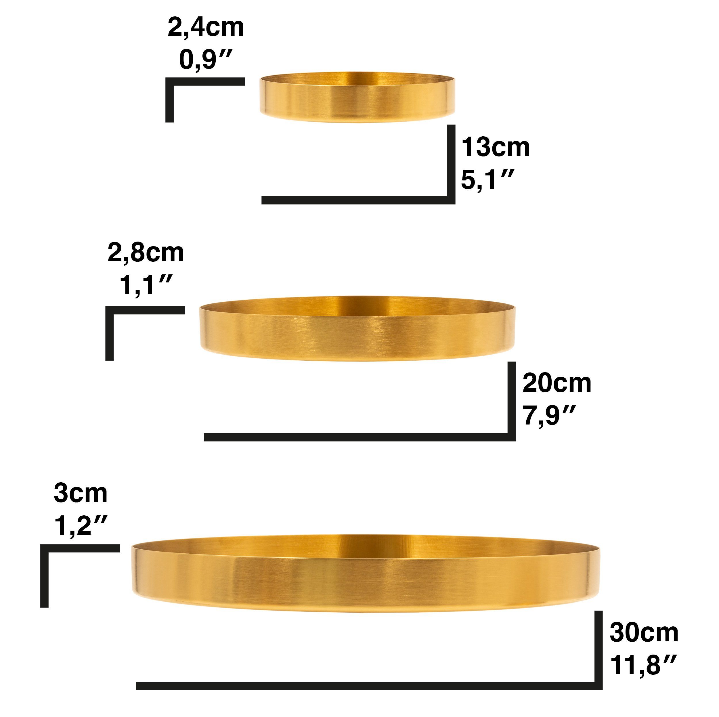 Blümelhuber Dekotablett 3er Set goldene Tabletts rund (3 St), dreiteiliges Set – Bild 2 von 5