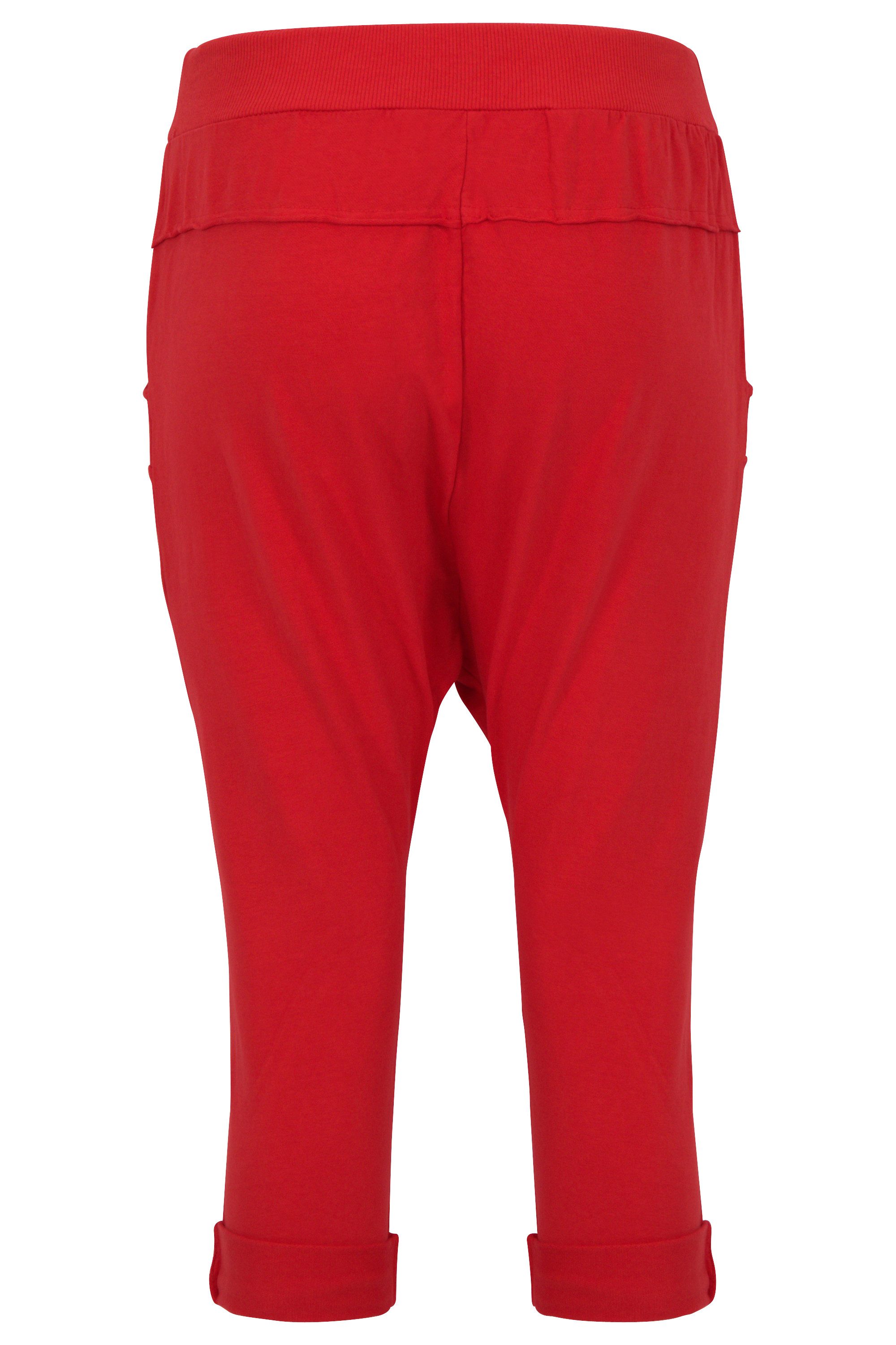 malito more than fashion Sweathose malito Damen kurze Hose mit Knopfleiste, Chino Hose in Unifarben, Sommer Sport Hose mit elastischem Jerseybund Einheitsgröße