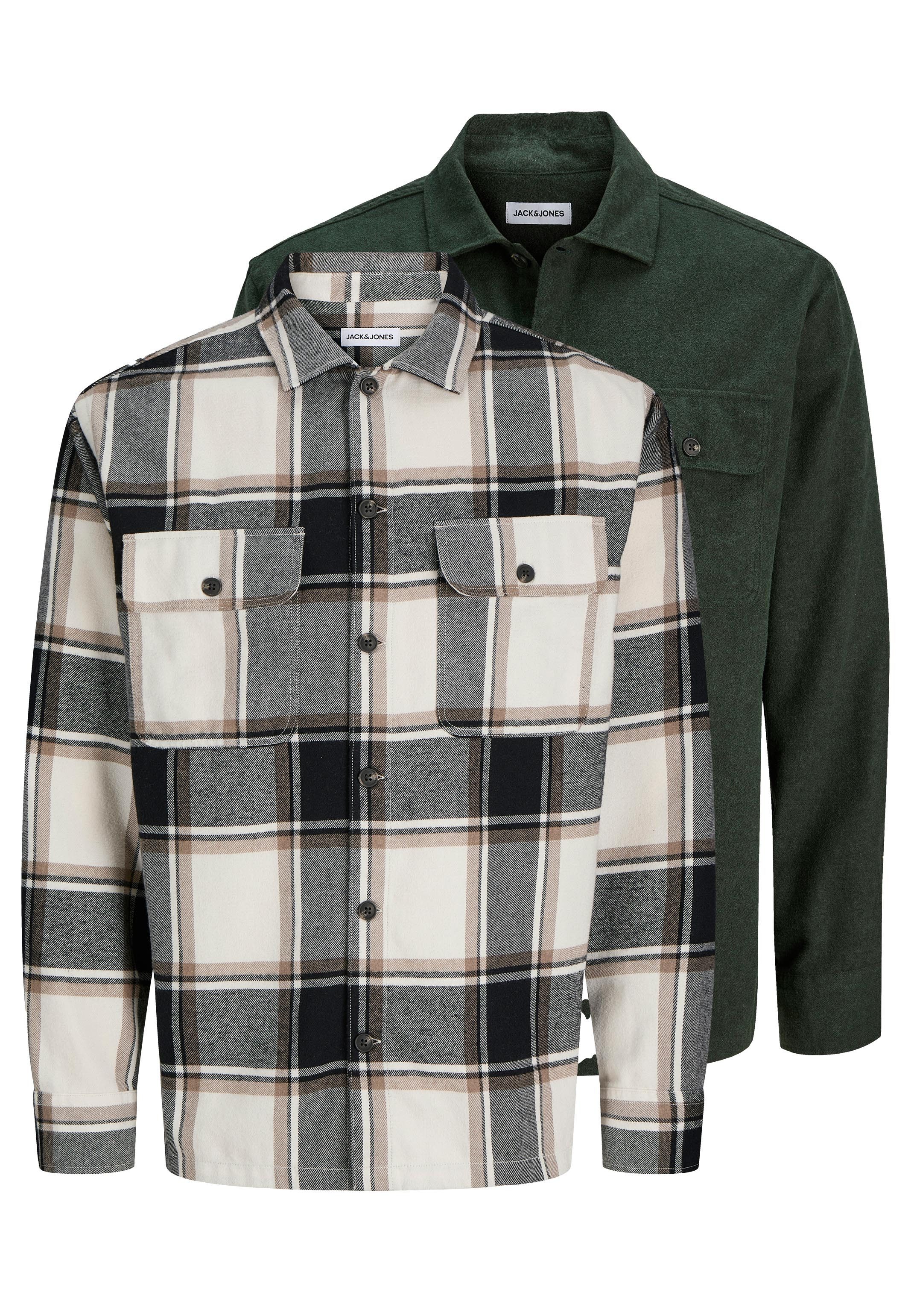 Jack & Jones Hemdjacke 2er Pack Charge (Spar-Set, 2-St) Hemdjacke / Overshirt - Baumwolle - Strapazierfähig