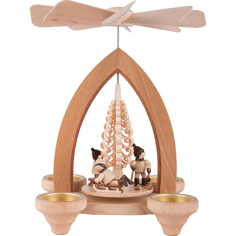Heinz Lorenz Pyramiden Weihnachtspyramide 1-stöckige Pyramide Winterkinder - natur (26cm) von Heinz Lorenz Pyram
