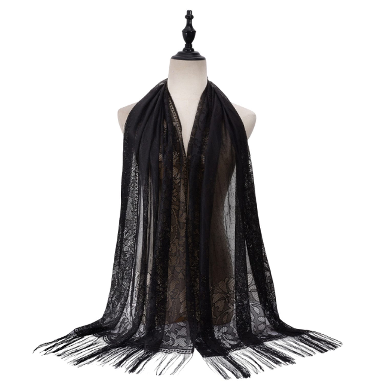 Refttenw Poncho Damen Umschlagtuch,Strickjacke,Spitzenschal mit Quasten,Umhang Schal