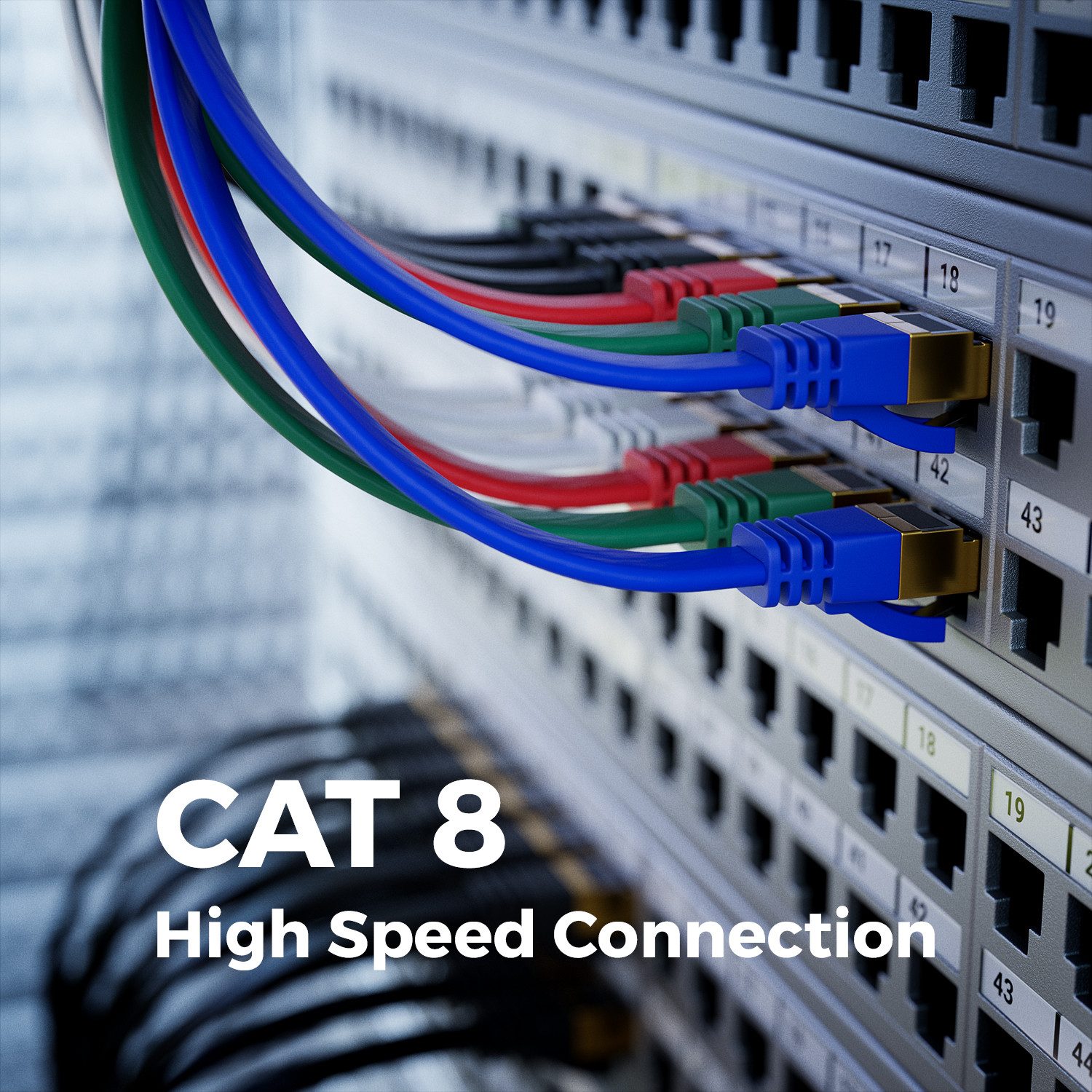 deleyCON deleyCON 10x 0,5m CAT8 Flach Netzwerkkabel (40 Gbit/s, Kupfer, RJ45, LAN-Kabel