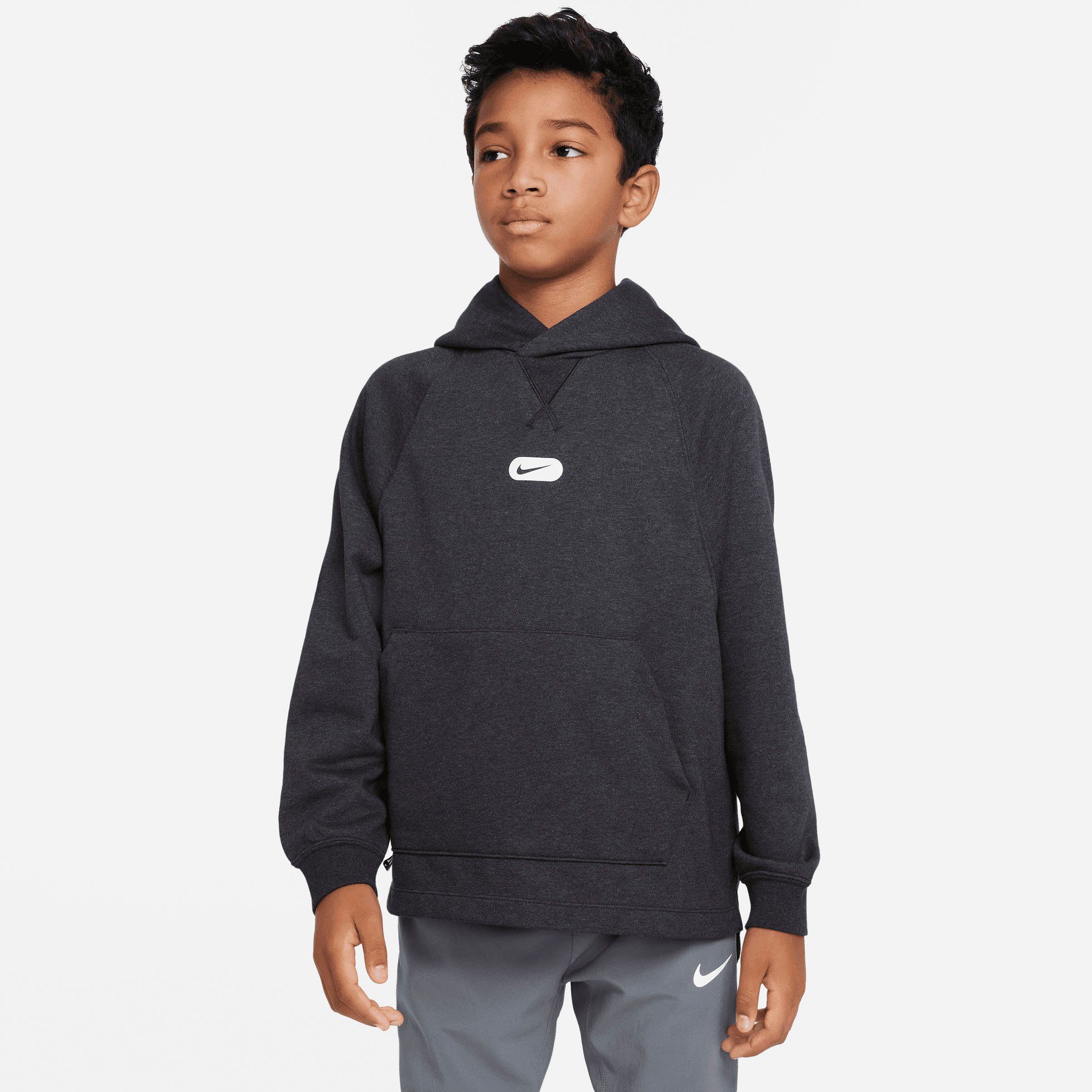 [Eröffnungsverkauf] Nike Kapuzensweatshirt Dri-FIT Kids' BLACK/HTR/WHITE Big Training Fleece (Boys) Athletics Hoodie