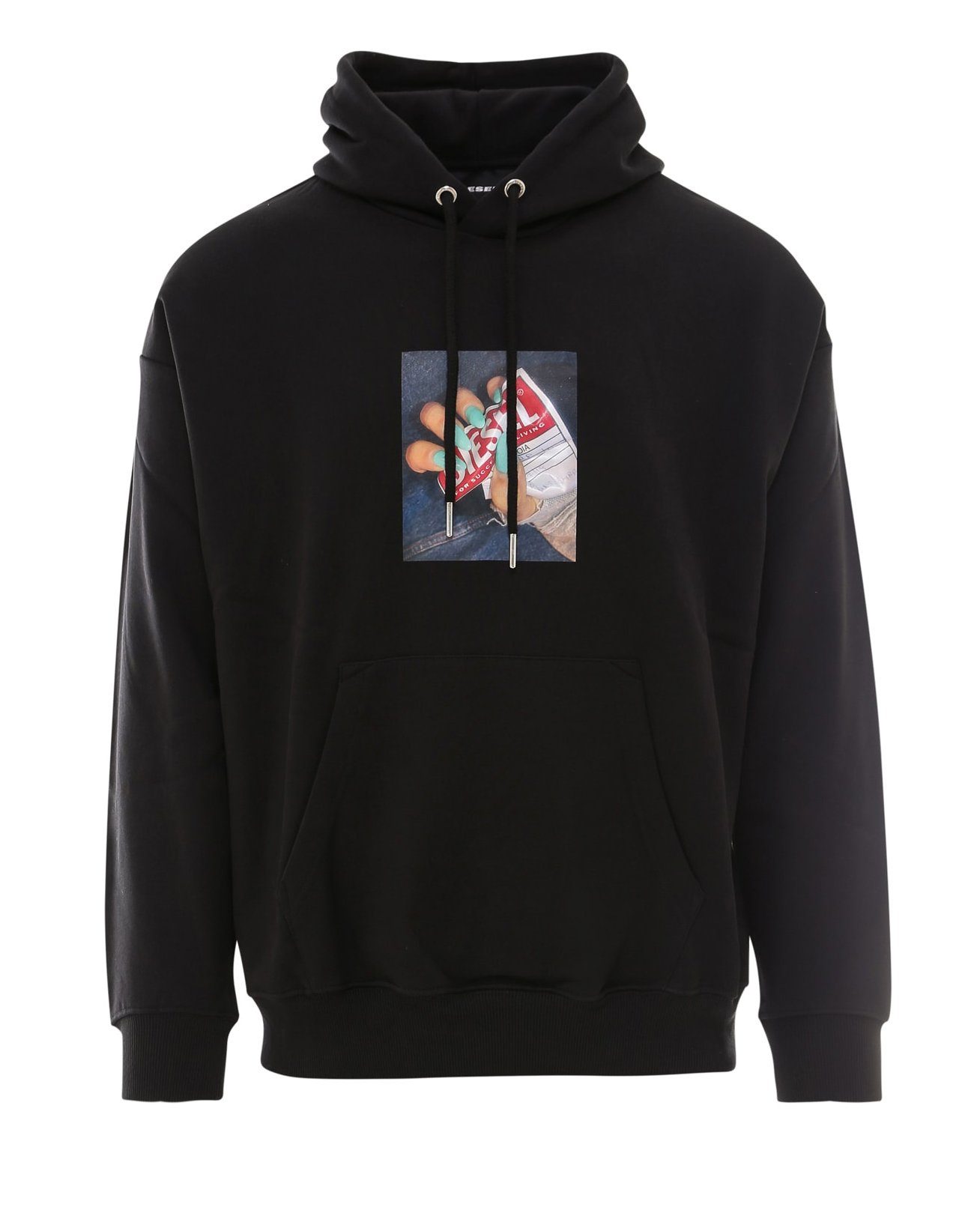 S-UMMER-A84 Kapuzensweatshirt Diesel Schwarz - 9XX Logo Print Hoodie