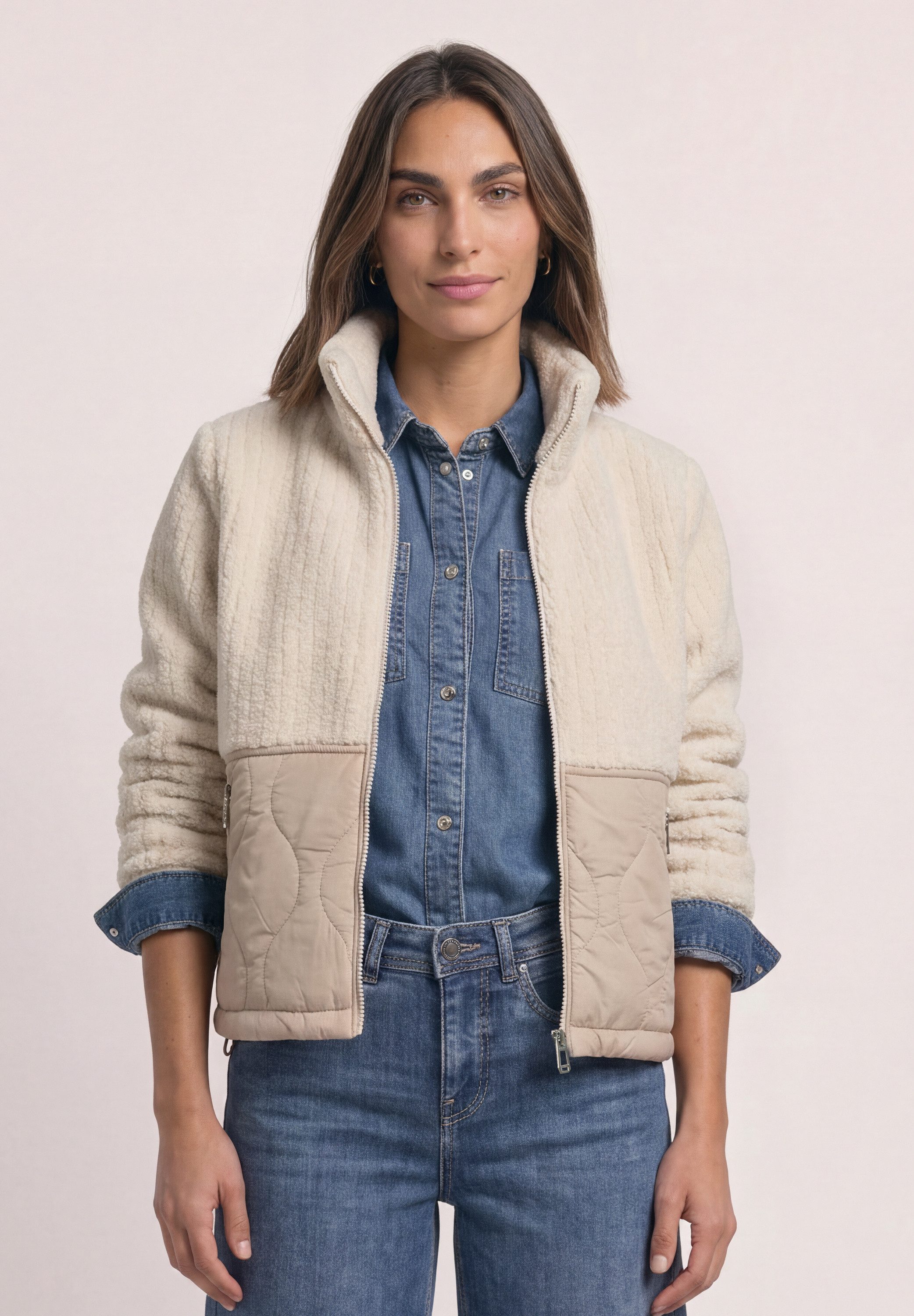 STREET ONE Fellimitatjacke mit Tunnelzugsaum