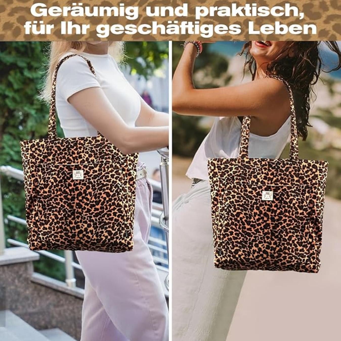 Bextsrack Schultertasche Canvas Handtasche Leopardenmuster Crossbody Tasche günstig online kaufen