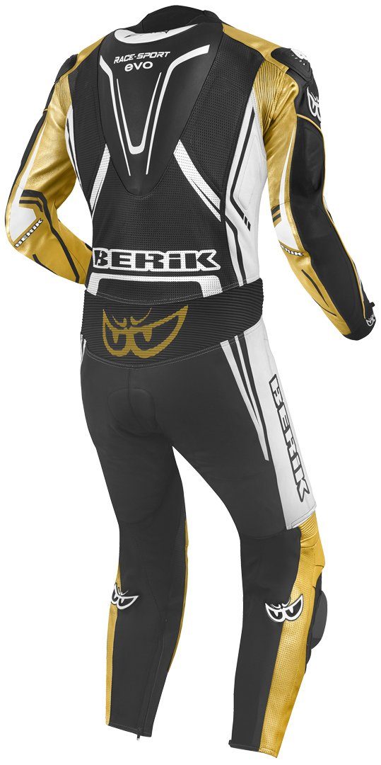 Black/White/Gold Lederkombi Motorrad Berik Adria-X Motorradkombi 1-Teiler