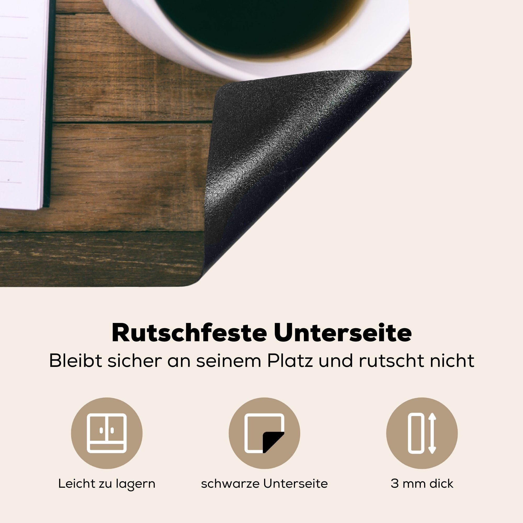 Vinyl, tlg), für die Herdblende-/Abdeckplatte Induktionskochfeld mit Schutz cm, Neujahrsvorsätzen, Ceranfeldabdeckung (1 küche, Notizbuch MuchoWow 81x52