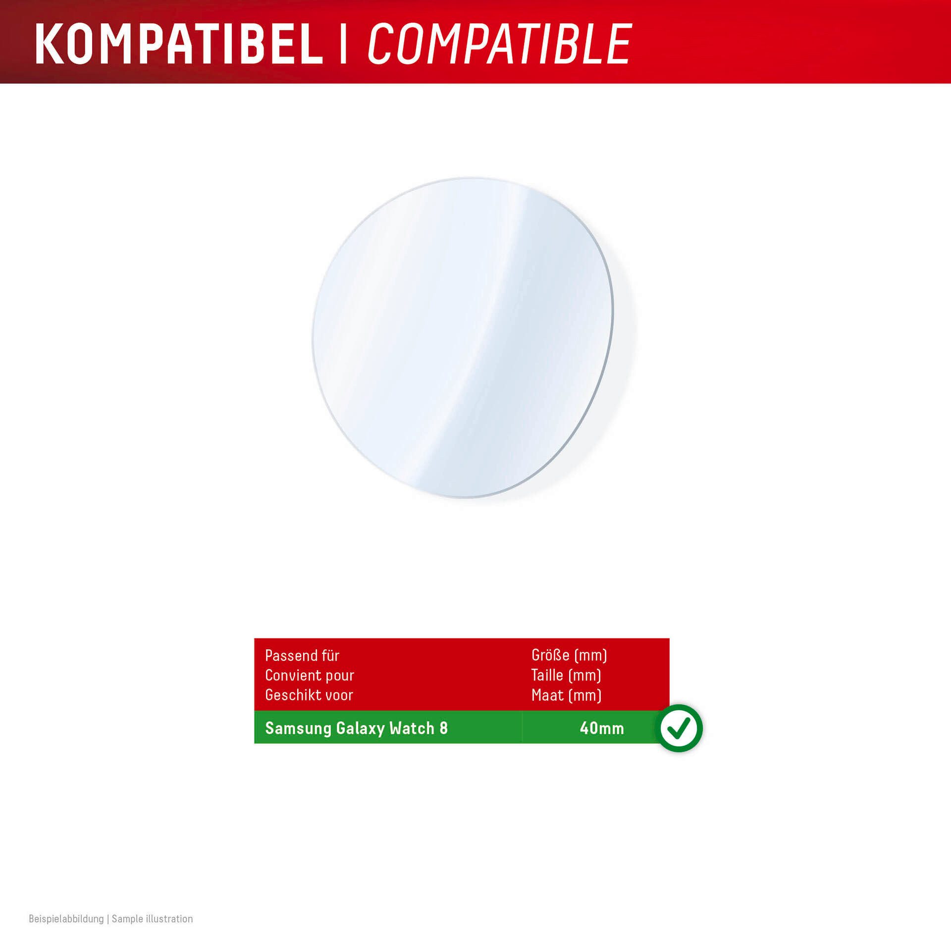 Displex Displayschutzglas Smartwatch Glass Unbreakable Protector für Samsung Galaxy Watch8 40mm, Displayschutzfolie, Schutzfolie, Bildschirmschutz, kratz- & stoßfest