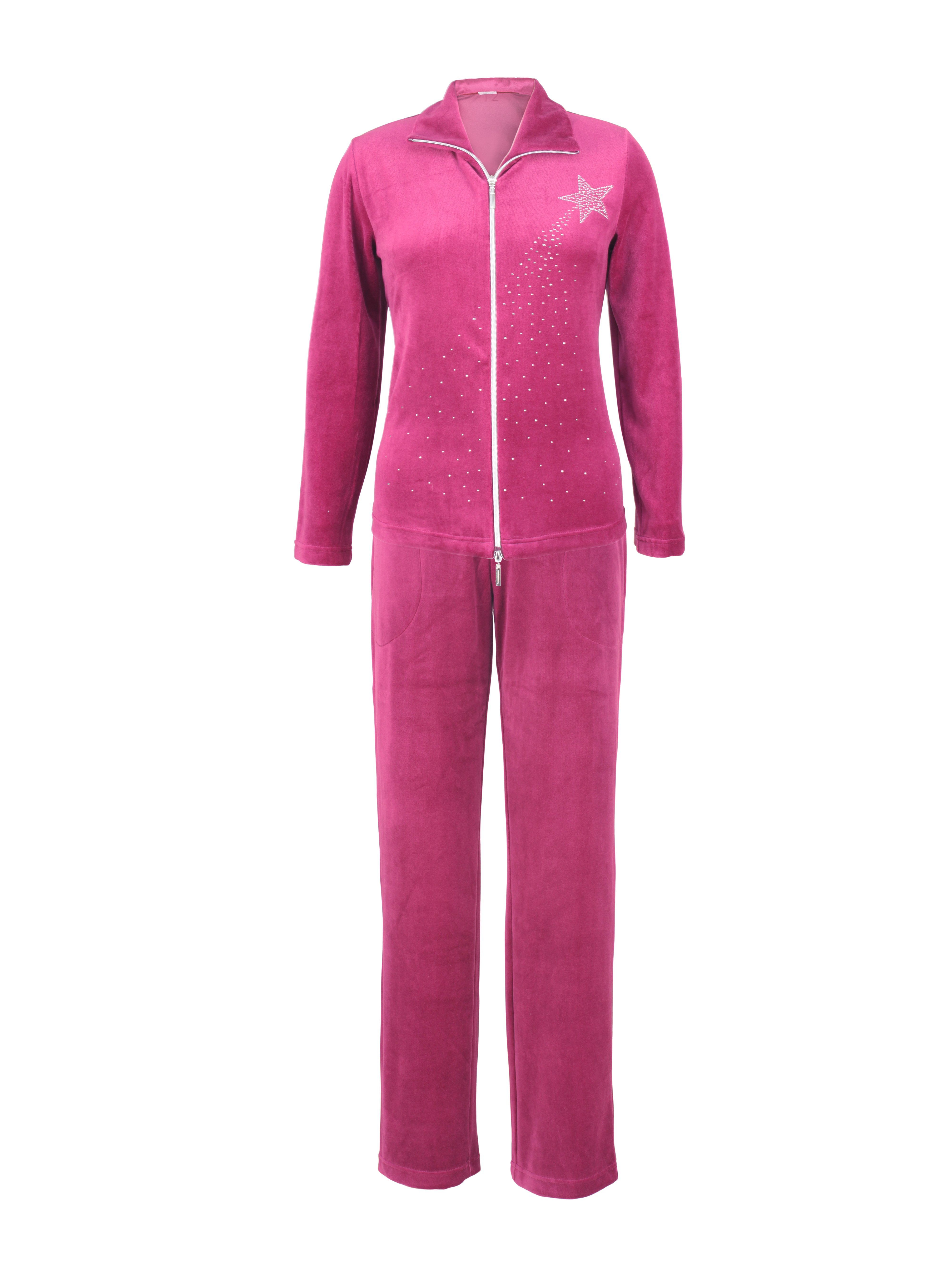 RAIKOU Damen Nicki Hausanzug - Kuscheliger Velours Trainingsanzug Mit Reißverschluss