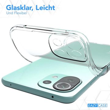 EAZY CASE Handyhülle Slimcover Clear für Xiaomi Mi 11 Lite / 5G / NE 6,55 Zoll, durchsichtige Hülle Ultra Dünn Silikon Backcover TPU Telefonhülle Klar