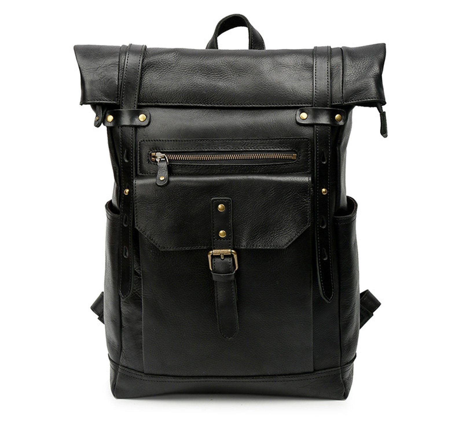 WISHDOR Laptoprucksack Rucksack Schulrucksack Lederrucksack Reiserucksack Schultertasche (Vintage Echtes Leder Notebook Laptop Tasche Schule Uni Rucksack, Backpack mit Laptopfach, für 15,6-Zoll Laptop, luxuriös, Echtleder), für Herren Damen Jungen Teenager Freizeit Arbeit Business Reisen