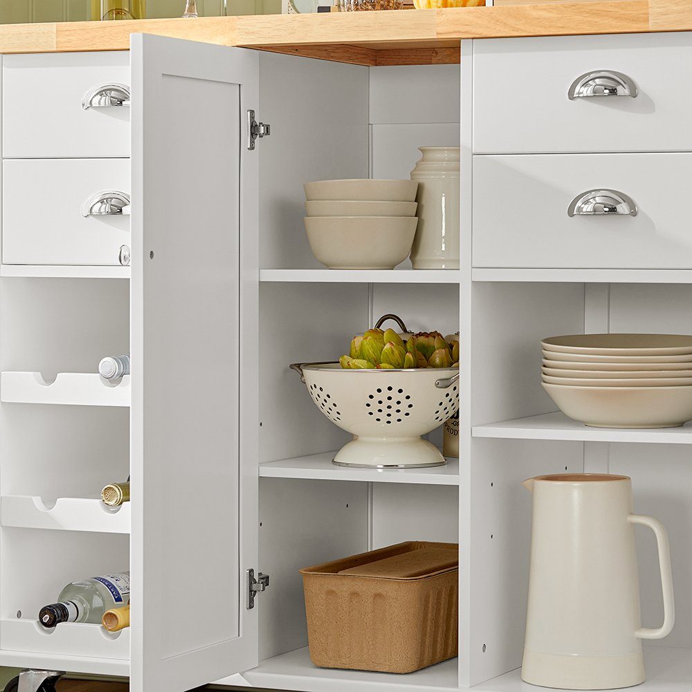 SoBuy Küchenwagen KNL03, Kücheninsel mit 1 Handtuchhalter Küchenschrank Rollwagen Sideboard