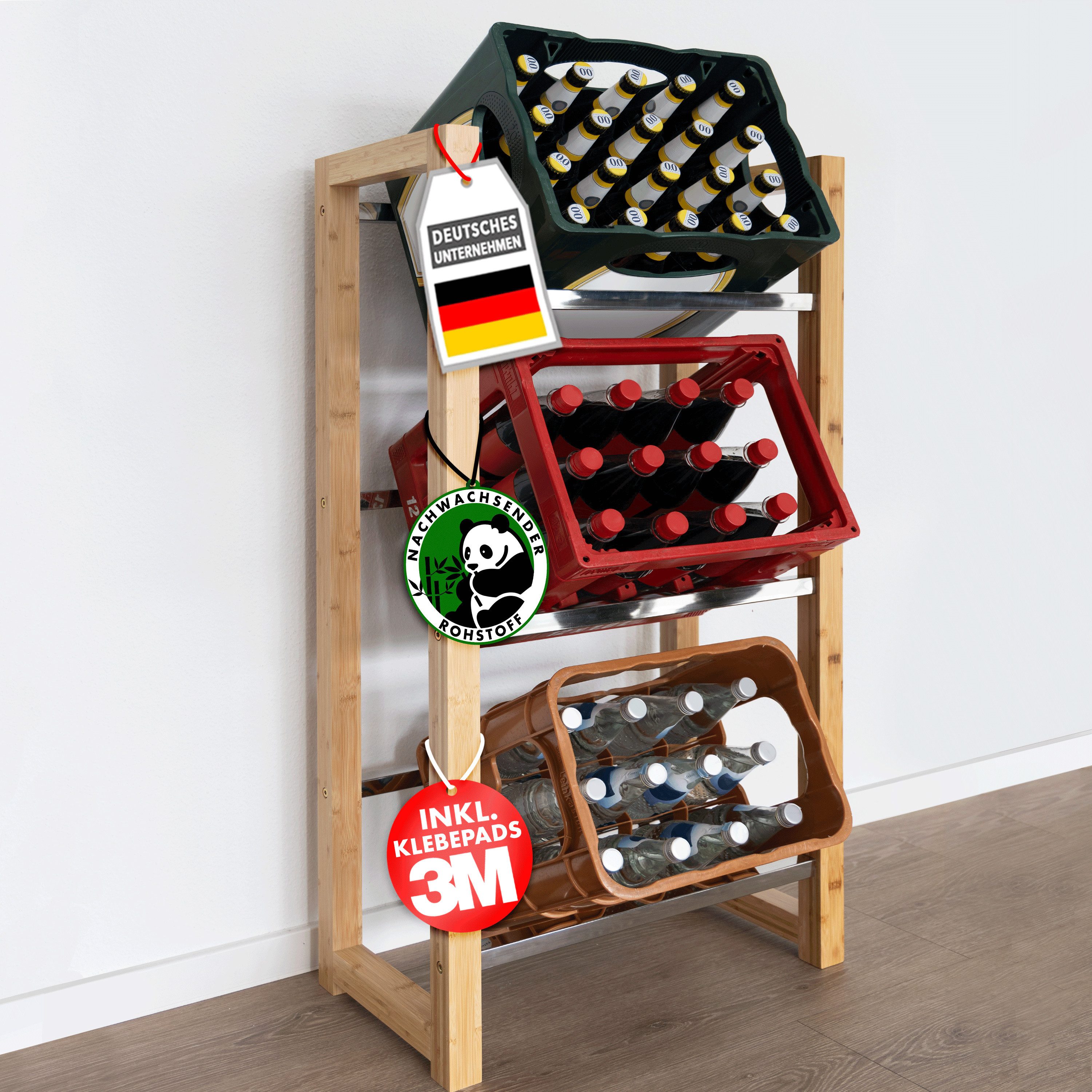 Karat Standregal Getränkekistenregal Bambus Flash, Vielseitiges Lagersystem günstig online kaufen