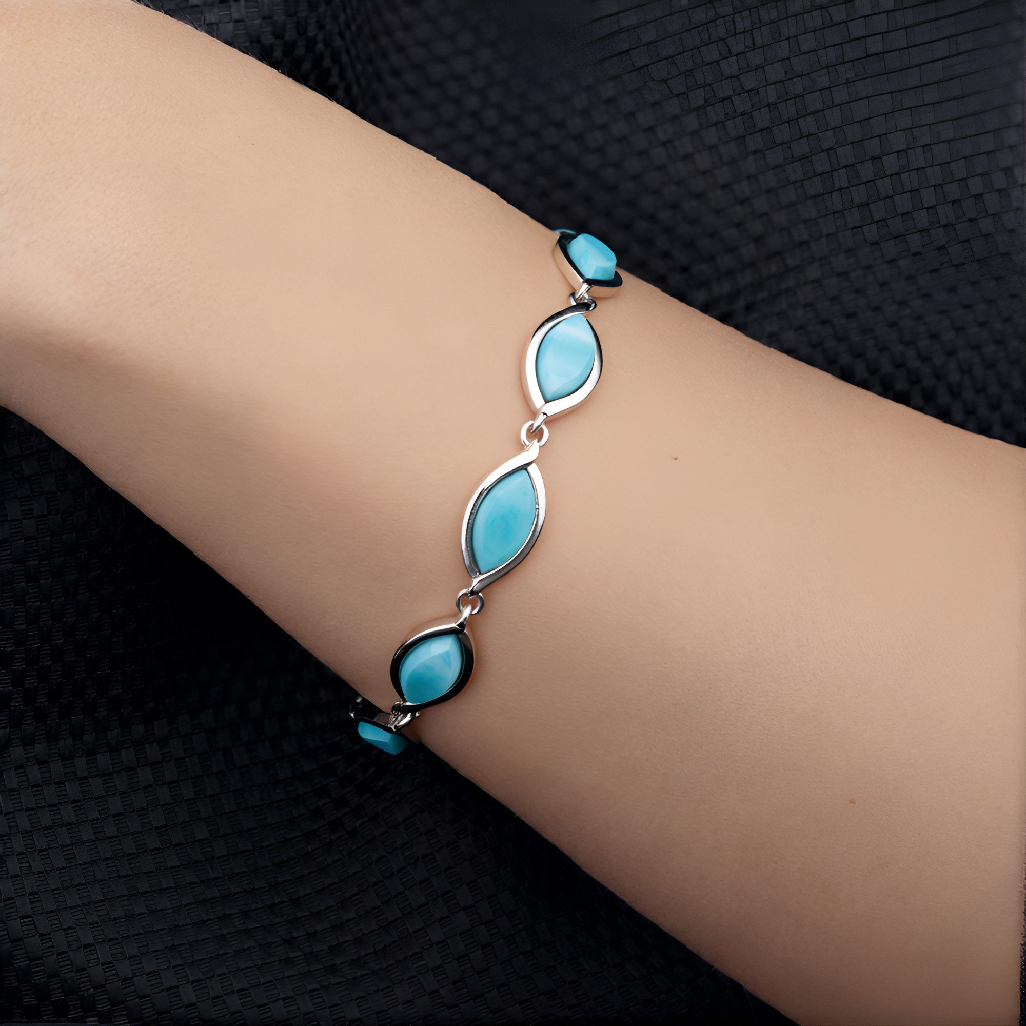 Cavill Silberarmband Larimar 13,0 ct Silberarmband, Marquise Cabochon, Türk günstig online kaufen