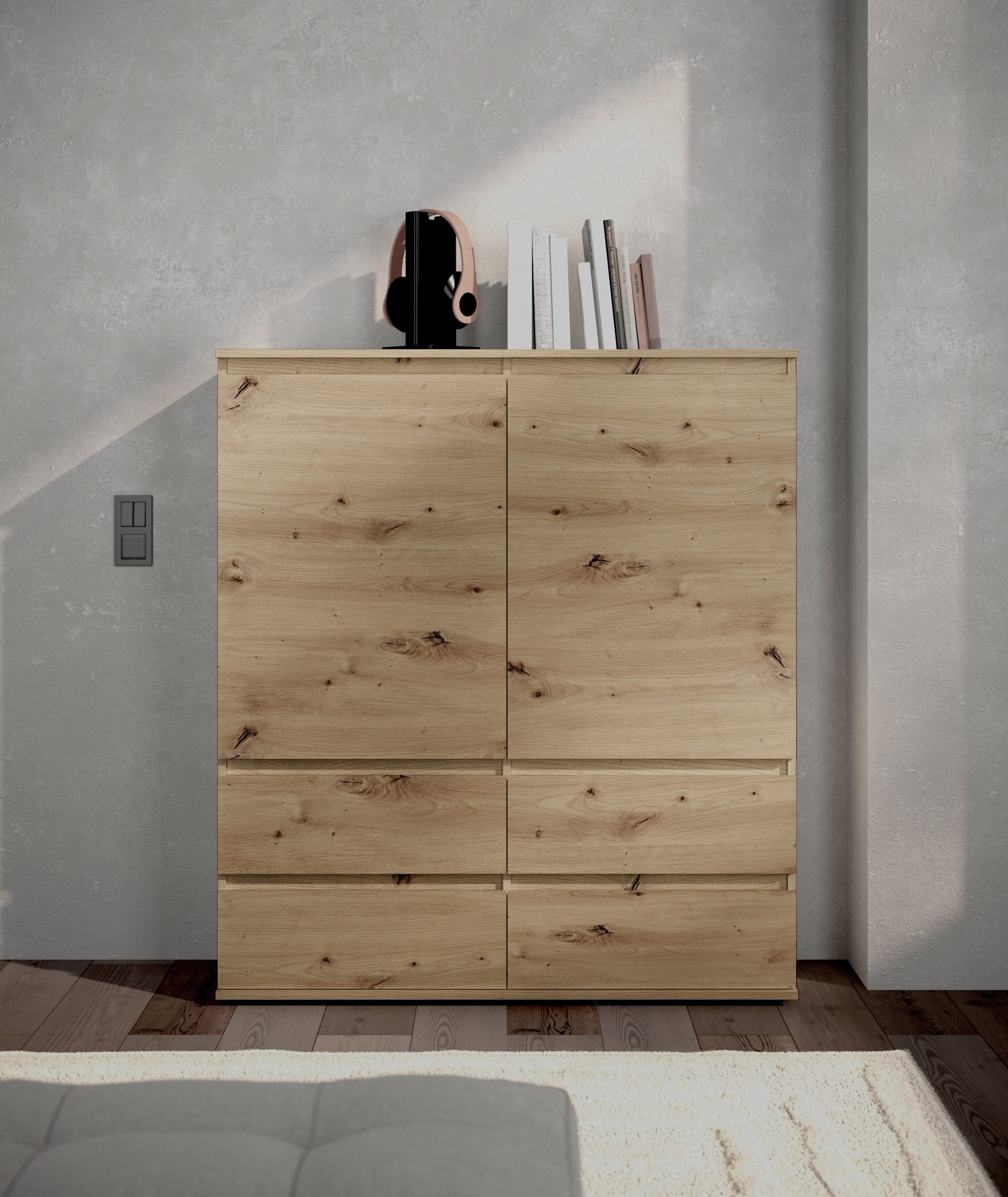 Bega Consult Highboard 2 Türen, 4 Schübe, Artisan Dekor - 116x130x35cm (BxHxT)