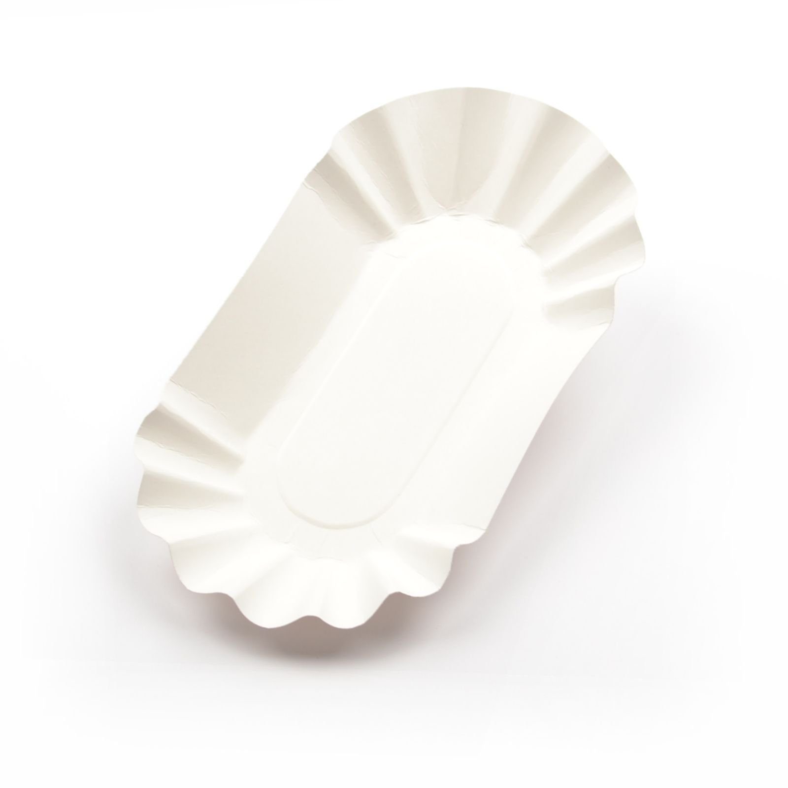Einwegschale 1000 Stück Pappschalen KU1 (10×20×3,2 cm), ohne Beschichtung, weiß, Frischfaser Pommesschale Pappteller Currywurstschale Pommes - Schale