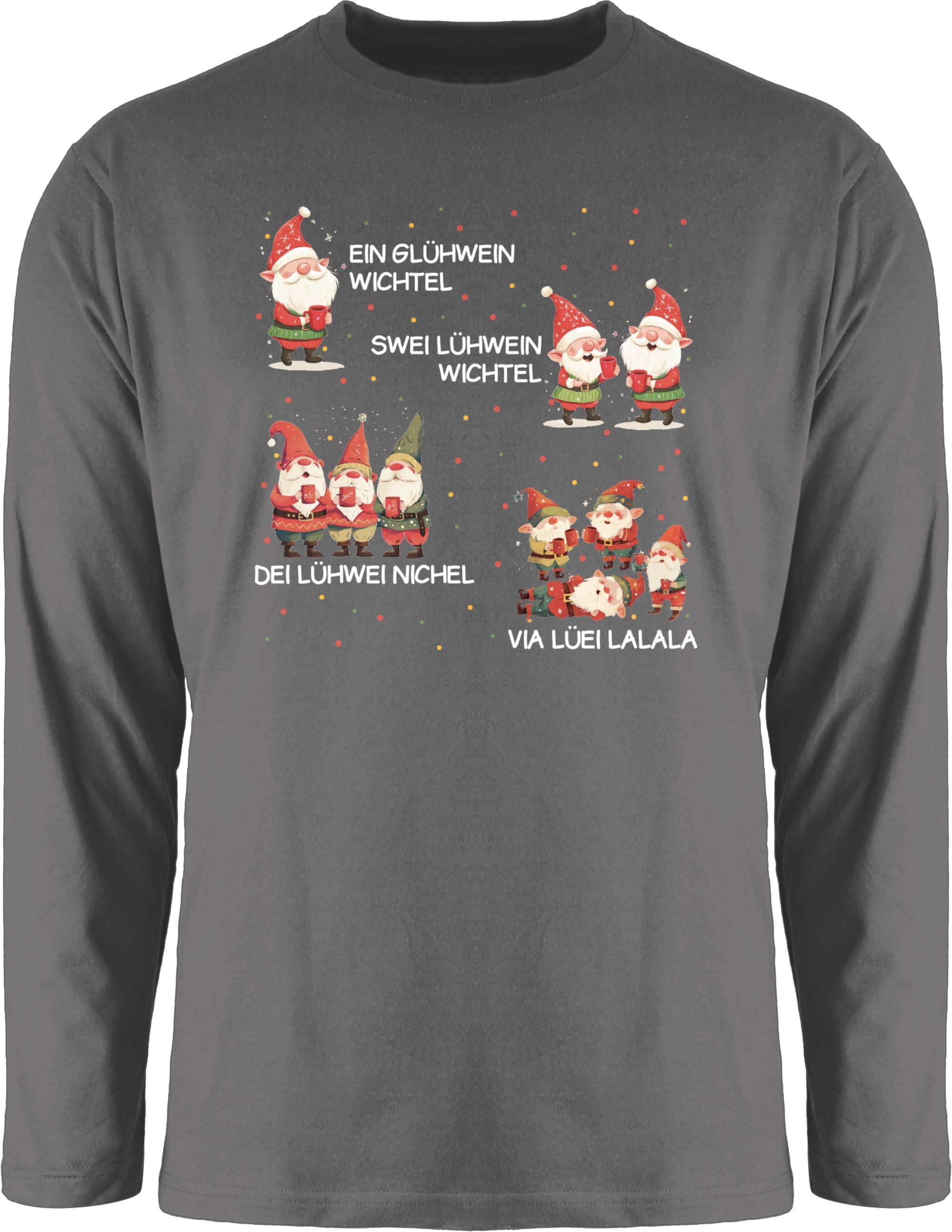 Rundhalsshirt Ein Glühwein Swei Glühwein, Wichtel, Ein Glühwein Zwei Glühwein, We
