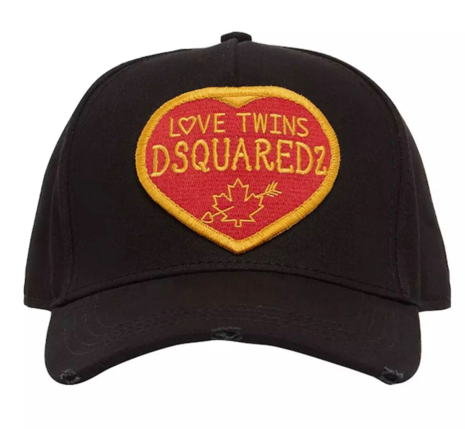 Dsquared2 Baseball Cap Dsquared2 Love Twins Heart Patch Icon Baseball Cap Strapazierfähige Baumwollgabardine mit gestickten Luftlöchern