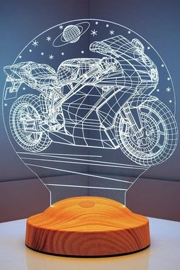 Geschenkelampe LED Nachttischlampe Racing Motorrad 3D Nachtlicht Geschenk für Motorradfahrer, Leuchte 7 Farben fest integriert, Geburtstagsgeschenk für Freunde, Kollege, Partner, Männern, Frauen