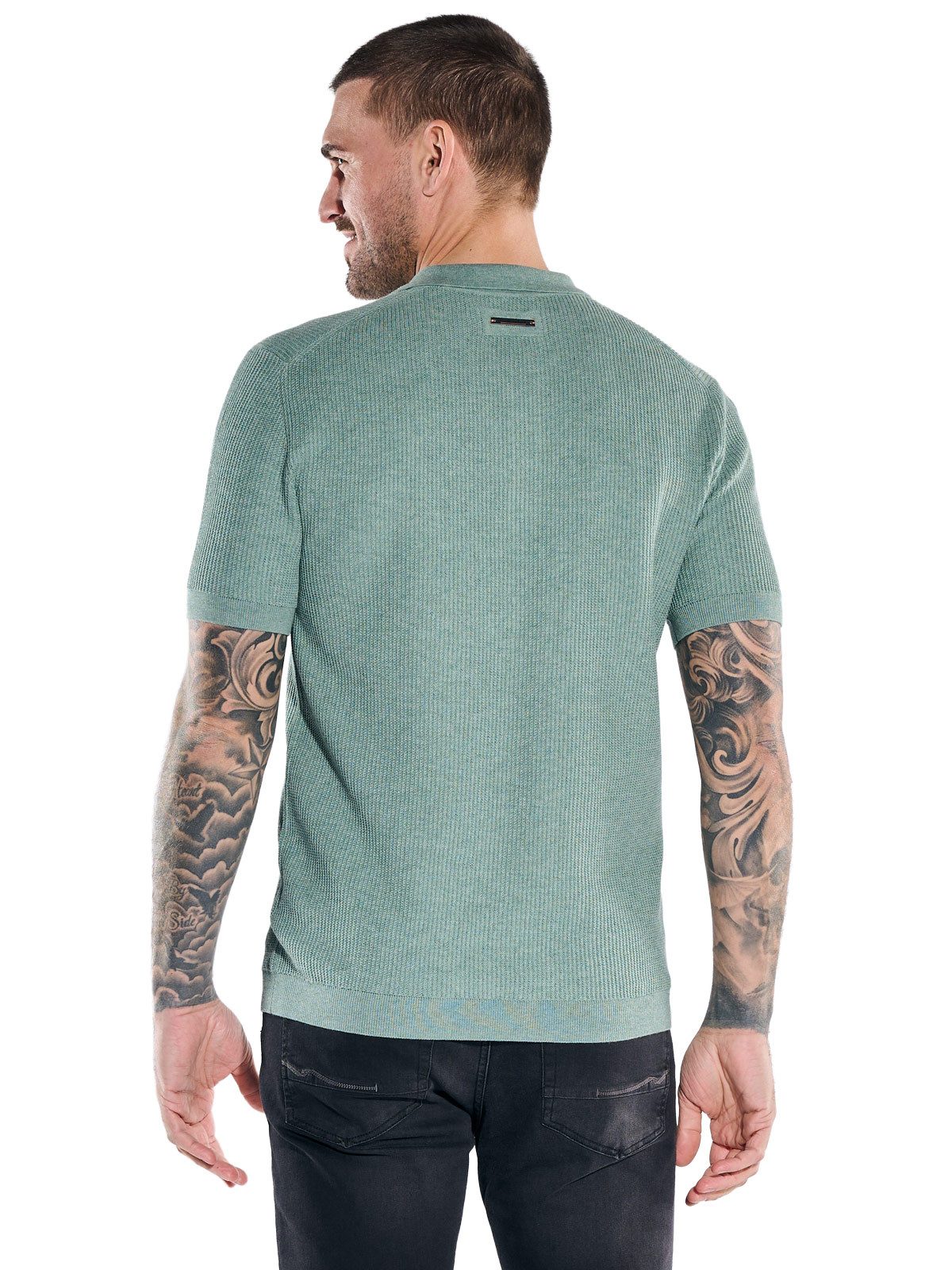 emilio adani Strickpullover Herren Sportives Strickpolo, Dunkelgruen