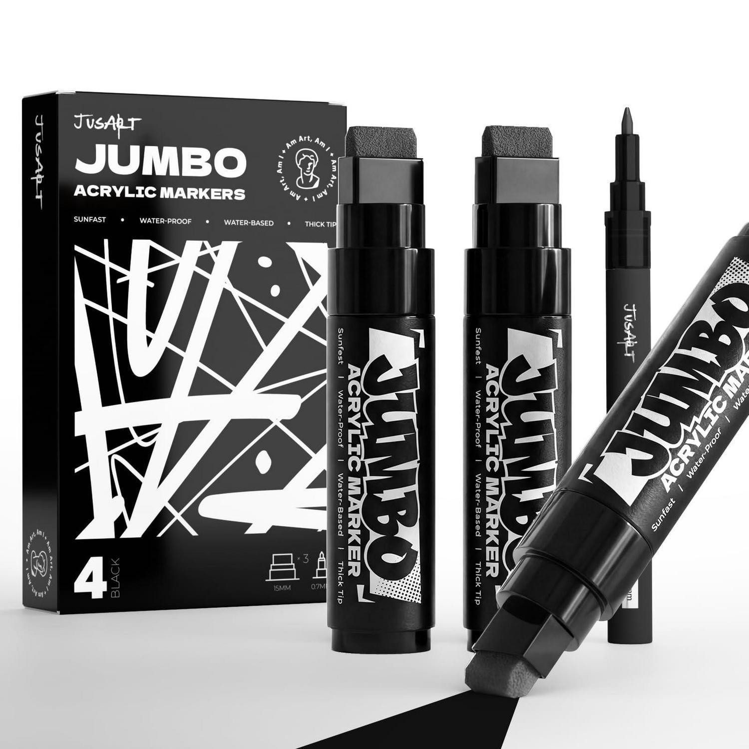 LuxusKollektion Marker Jumbo-Marker Set Schwarz 15mm & 0,7mm