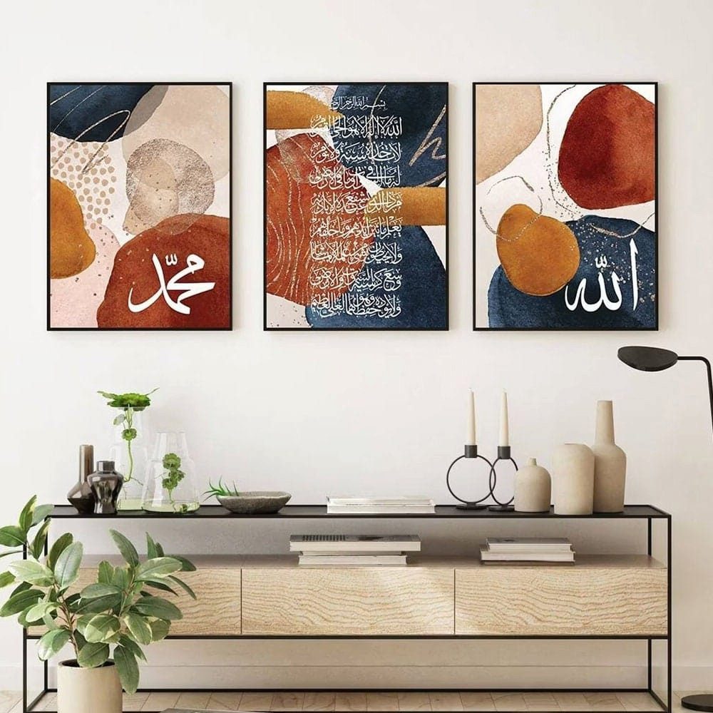 JUSTGOODMOOD Poster Kalligraphie Abstrakte Formen Gold Wandbilder Wohnzimmer Schlafzimmer, A (1 St)